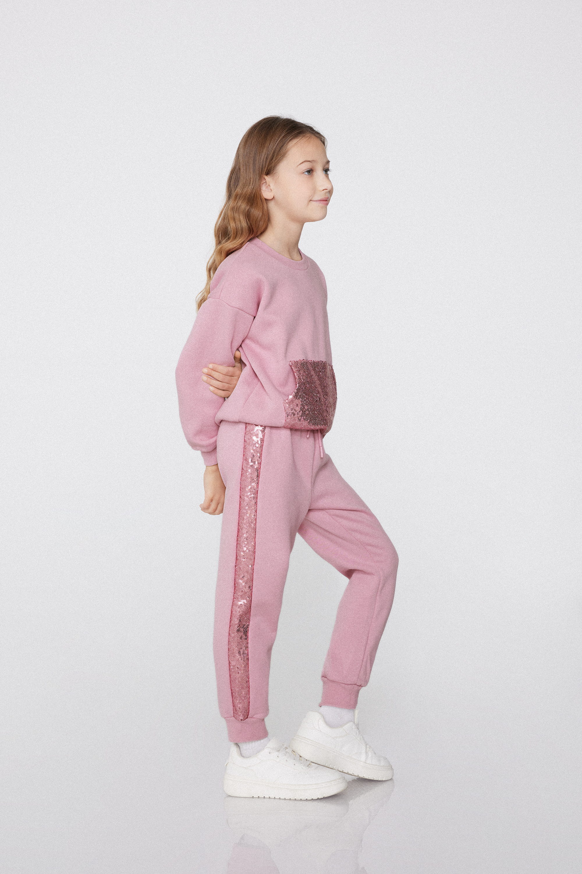 Girls&rsquo; Fleece Trousers with Sequin Bands