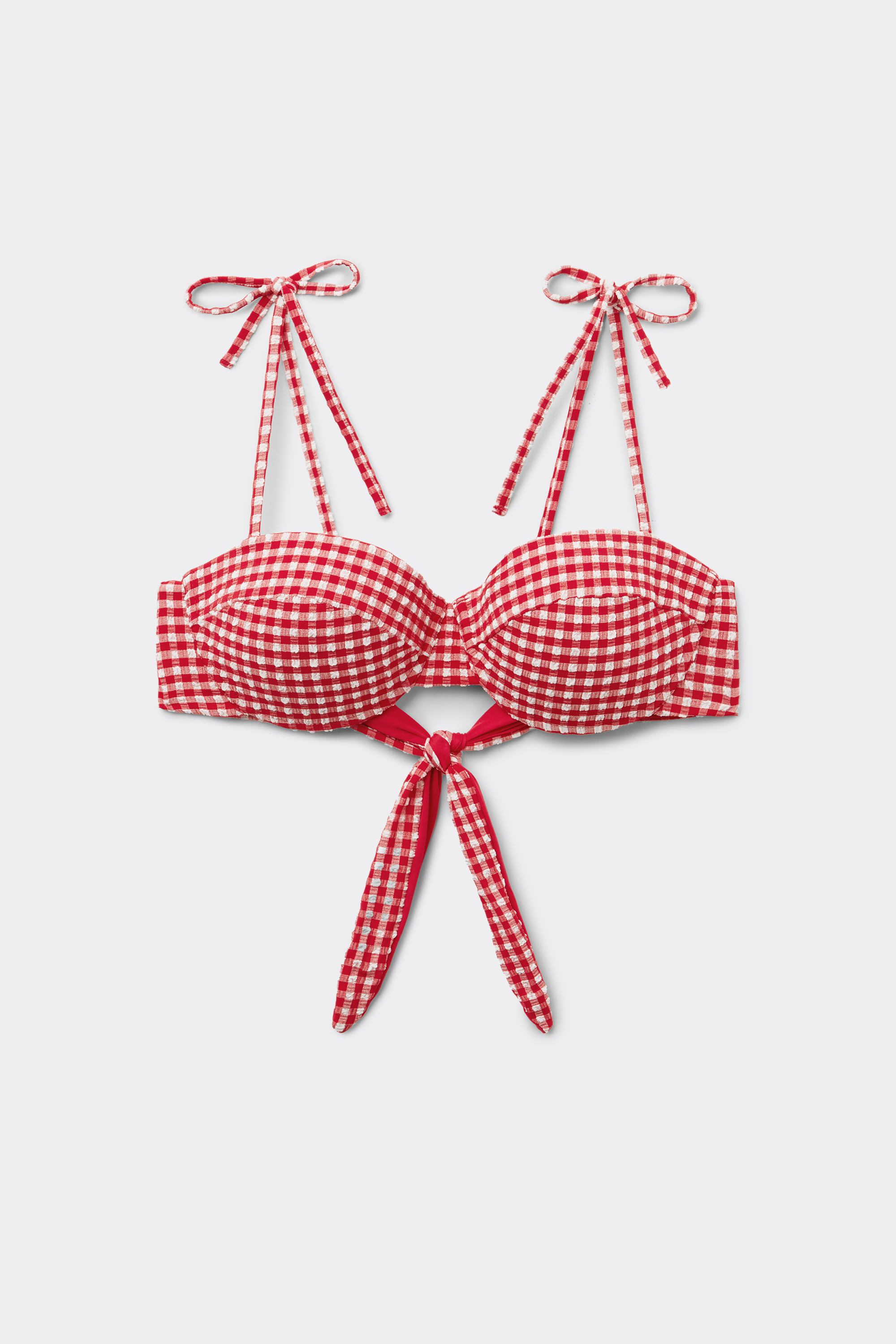 Summer Vichy Padded Bandeau Bikini Top