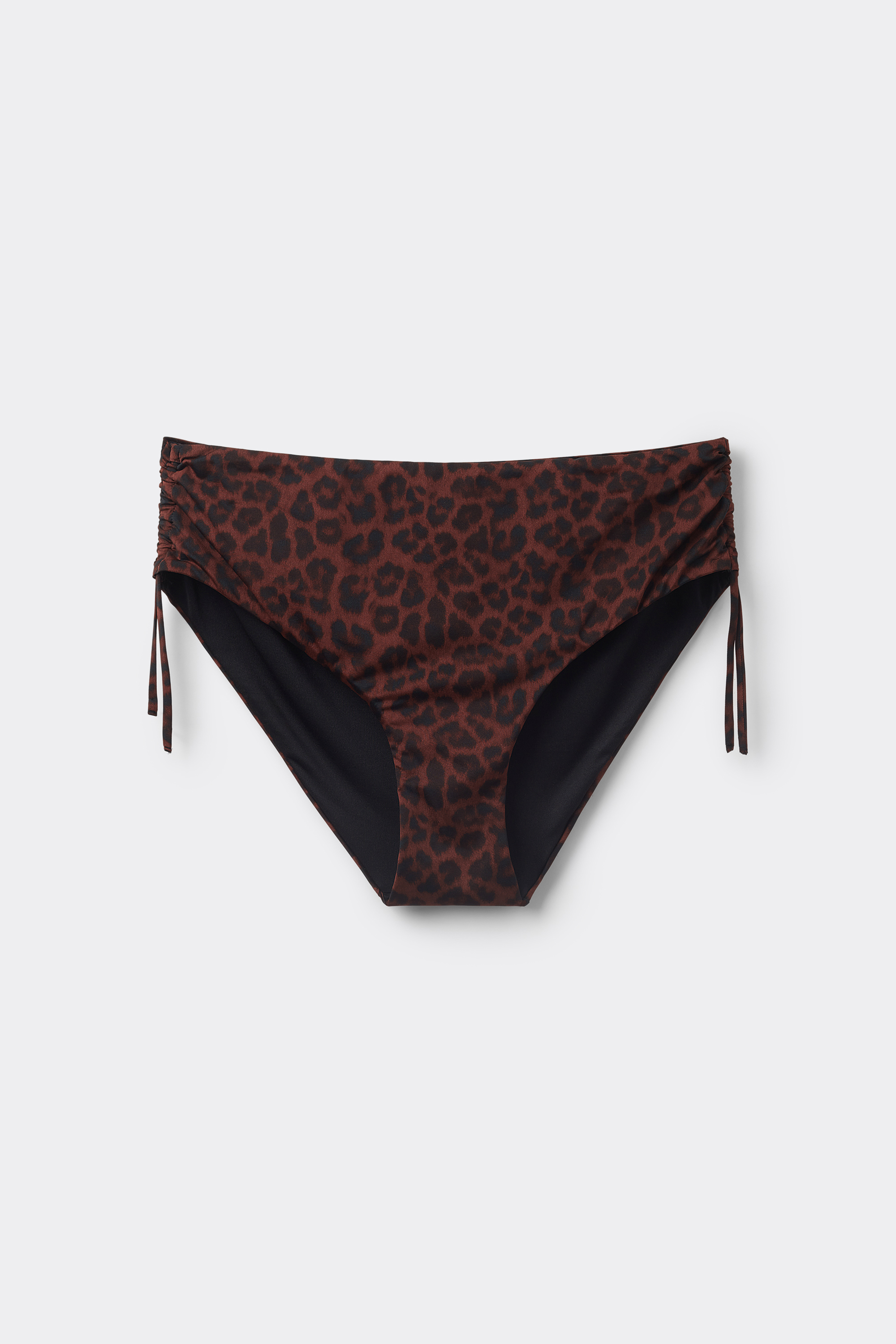 Savage Brown High-Waist Bikini Bottoms with Drawstring