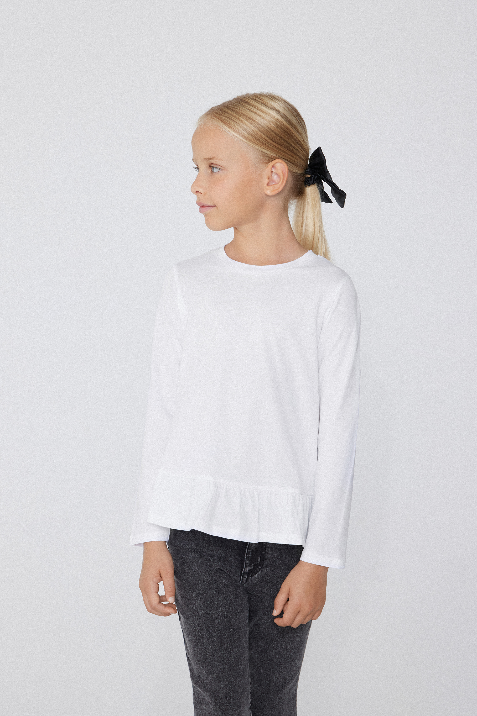 Bavlněn&eacute; Triko s Dlouh&yacute;m Ruk&aacute;vem s Vol&aacute;nem