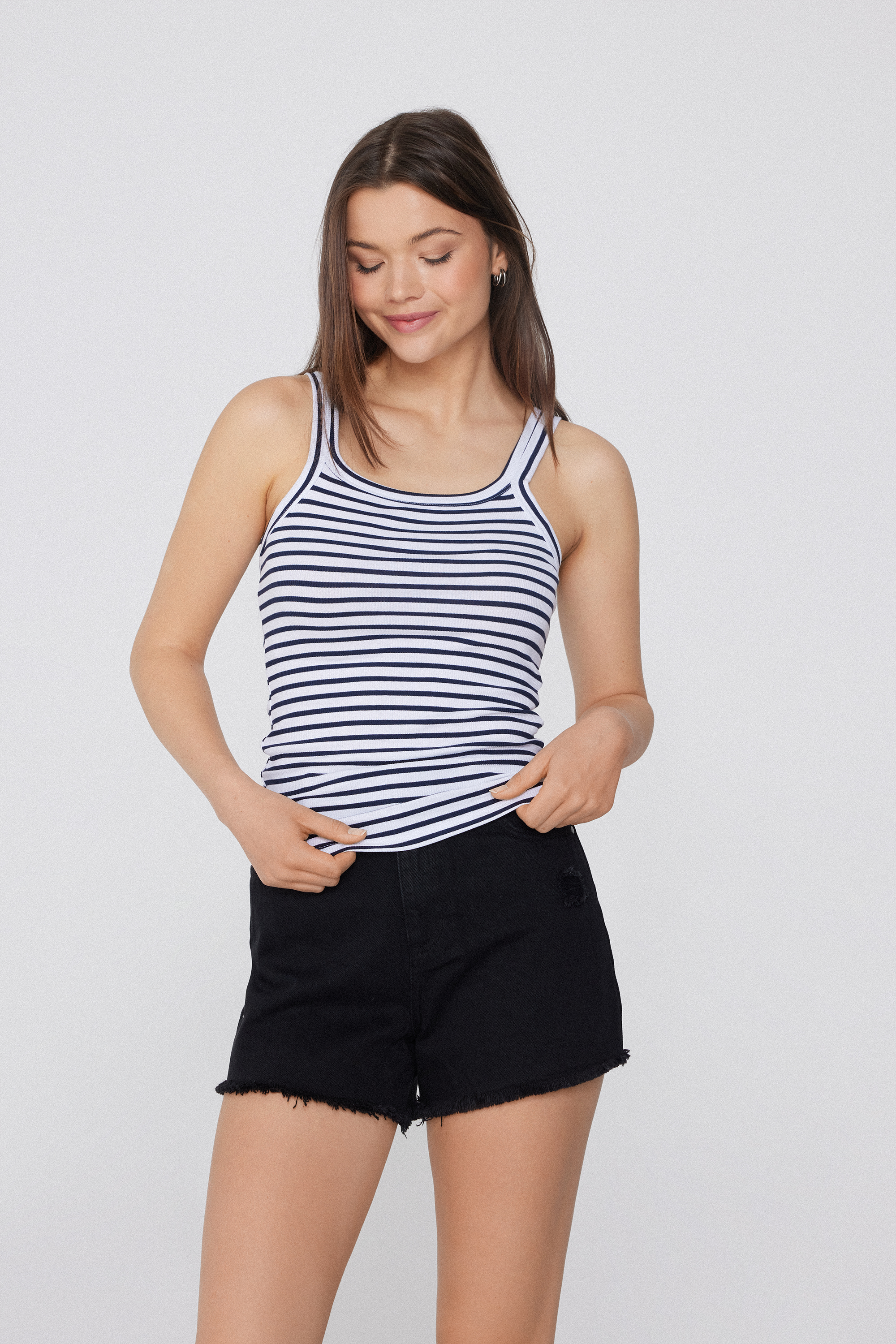 Square Neck Ribbed Cotton Camisole