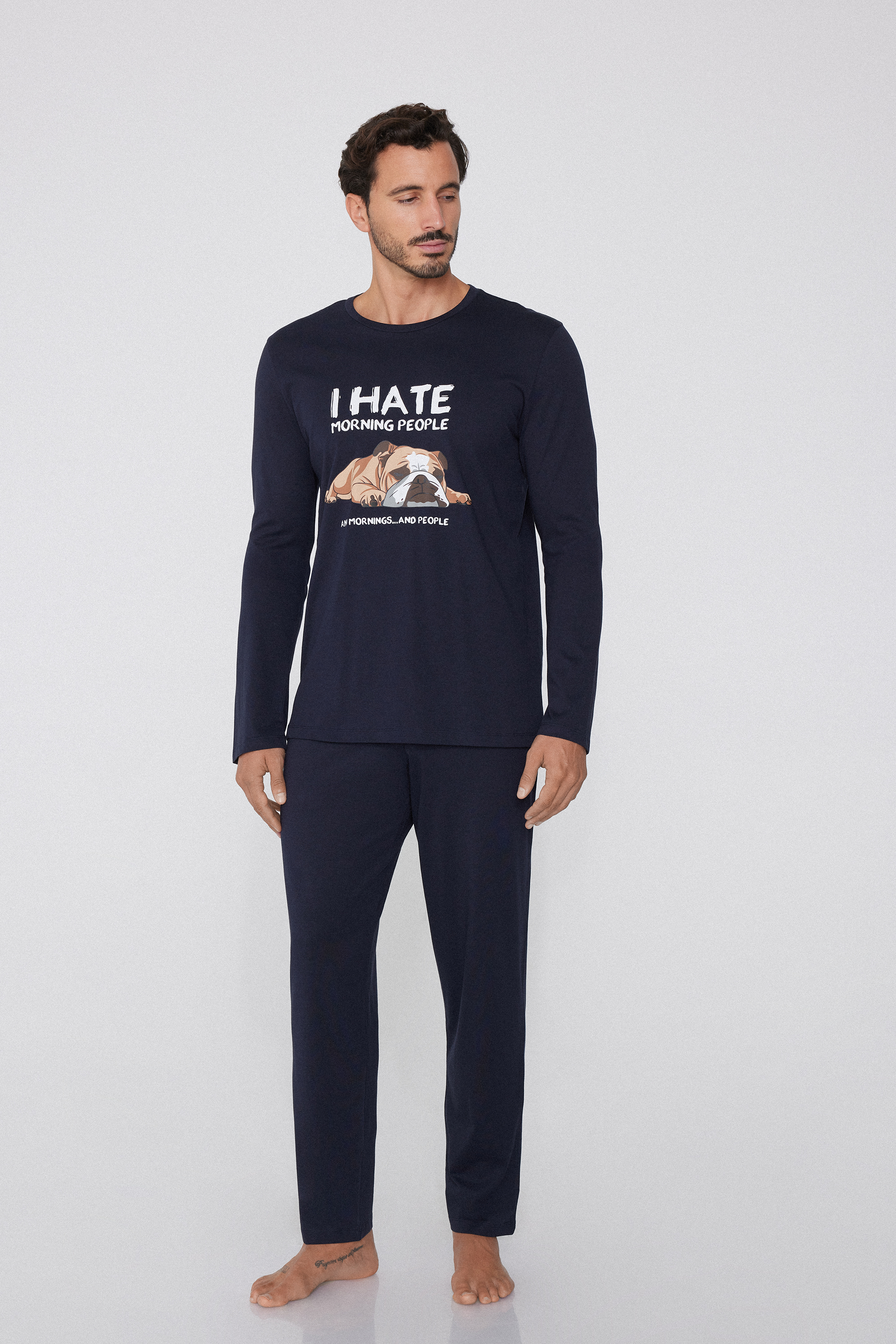 Pigiama Lungo Cotone Stampa "Morning People"