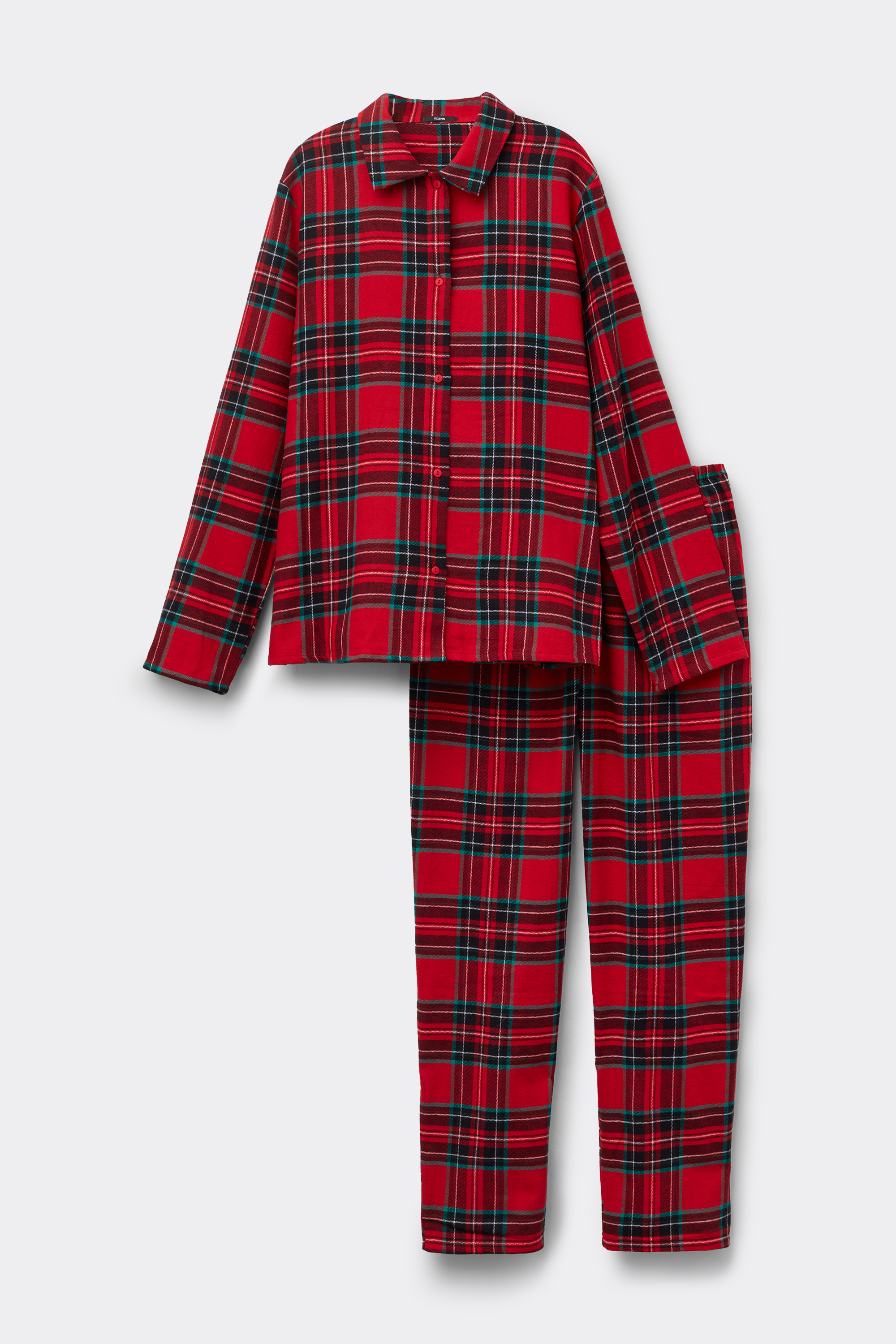 Full-Length Button-Down Tartan Flannel Pajamas