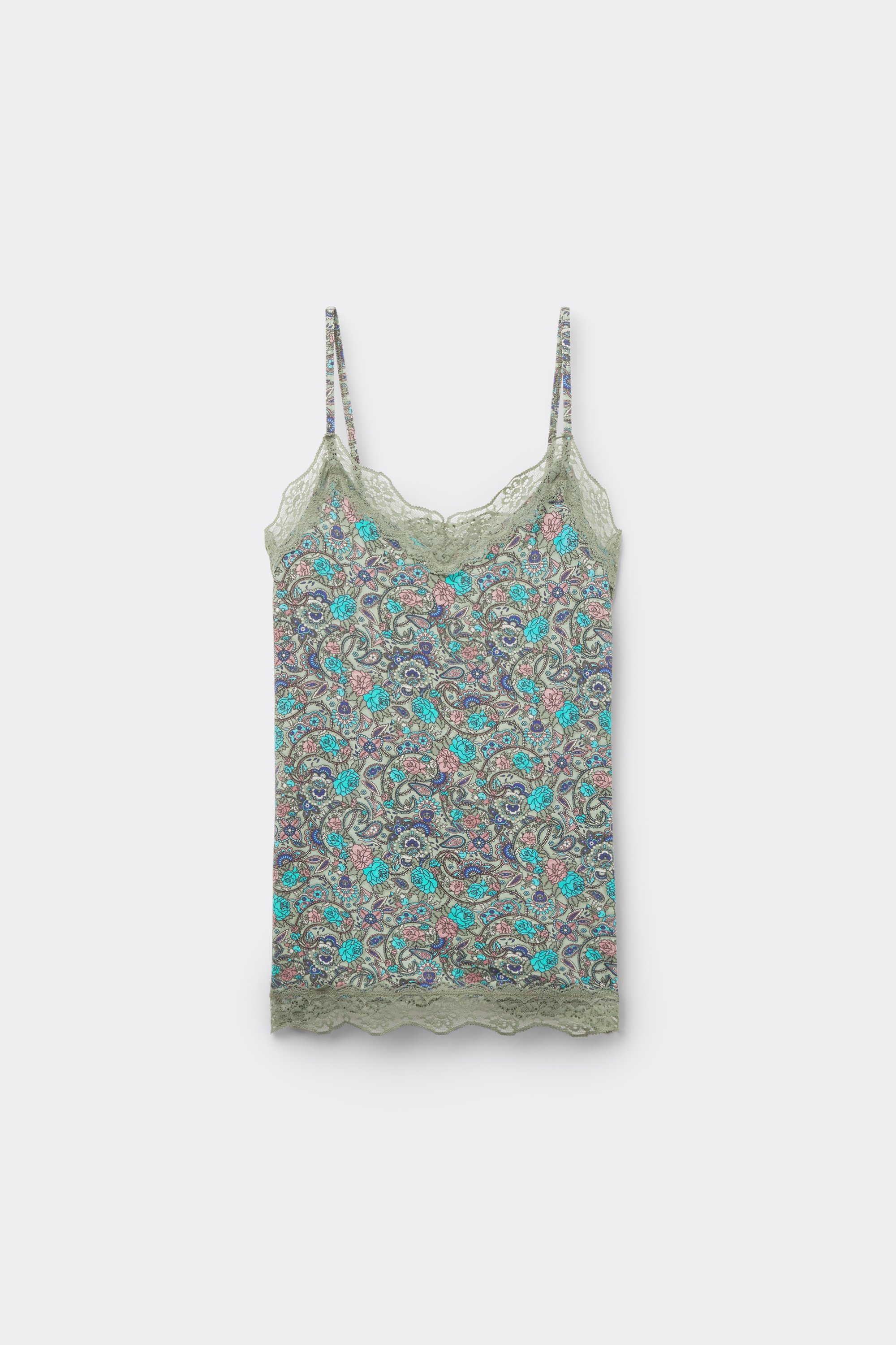V Neck Tank Top with Lace Insert
