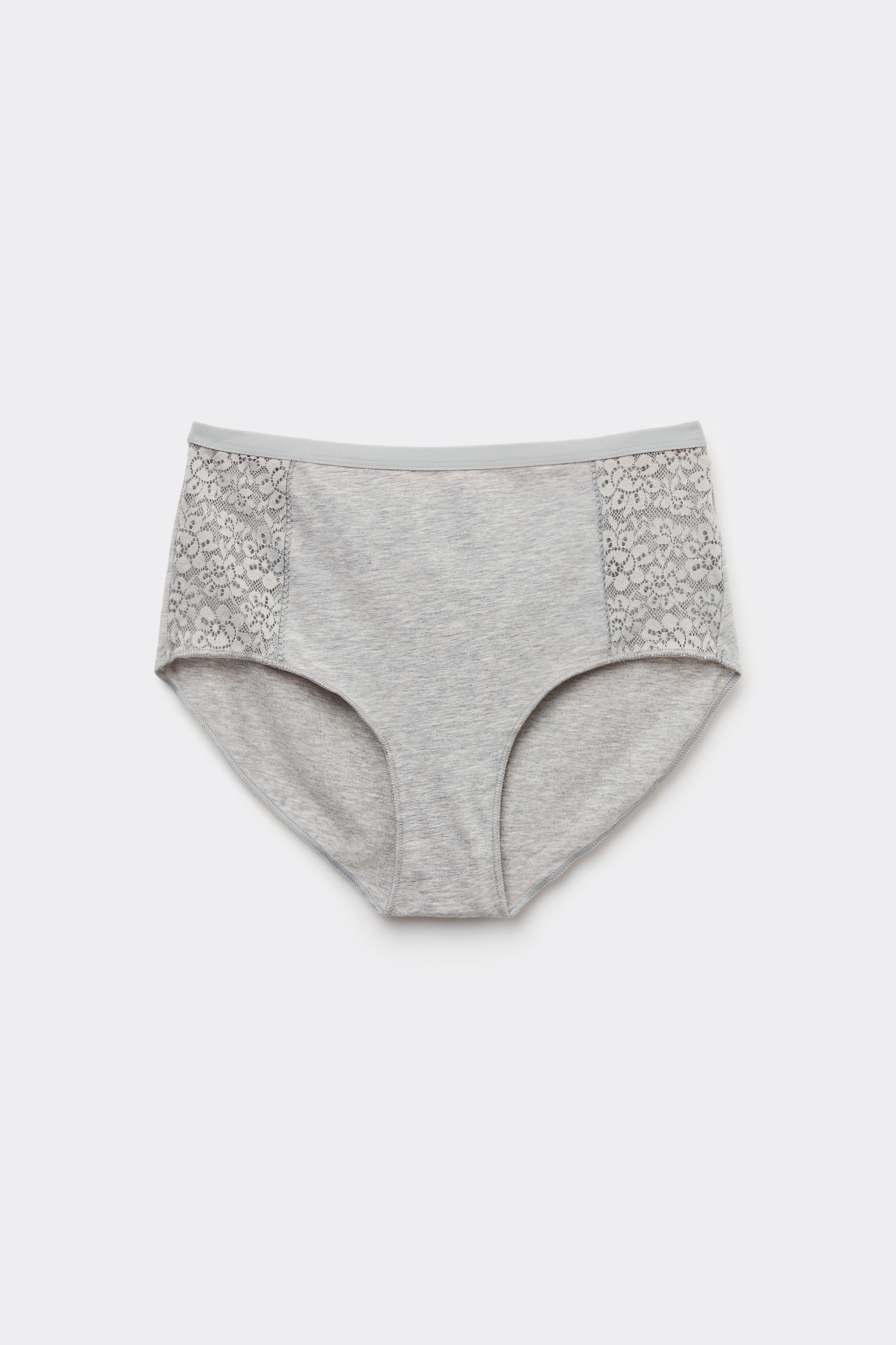 Cotton and Recycled Lace High-Waisted Panties