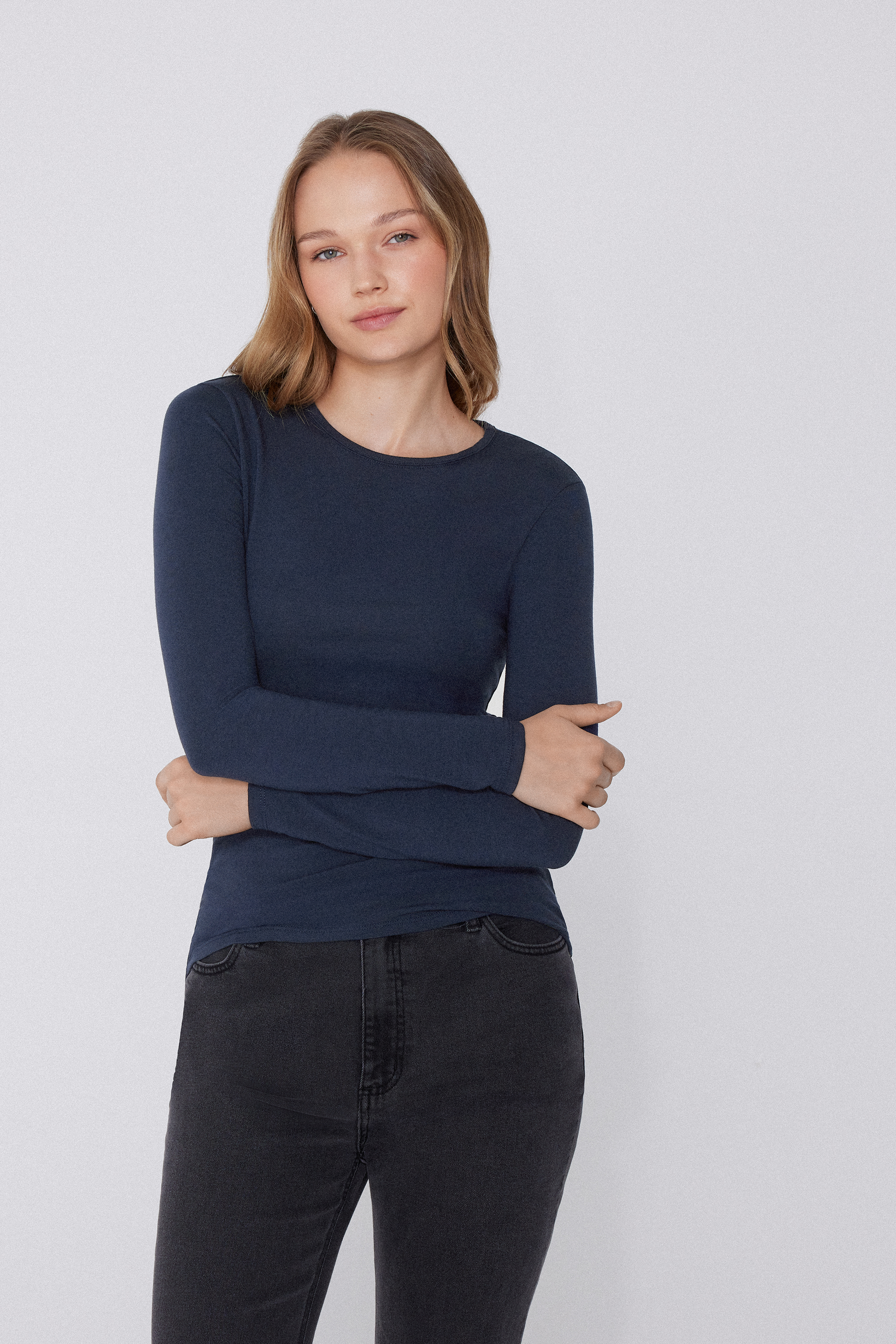 Thermal Modal and Cotton Crew-Neck Top