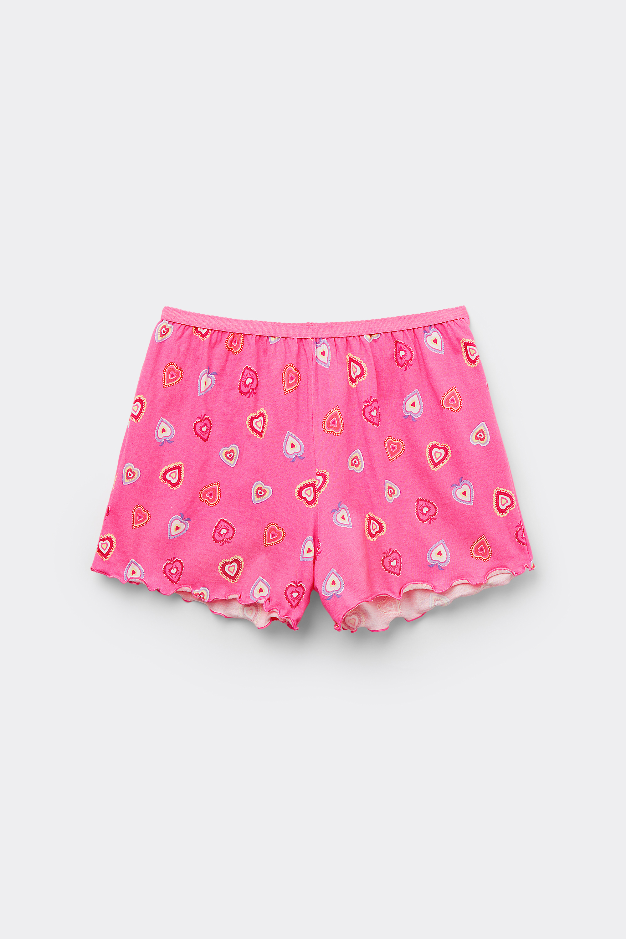 Printed Cotton Shorts with Rolled Hem