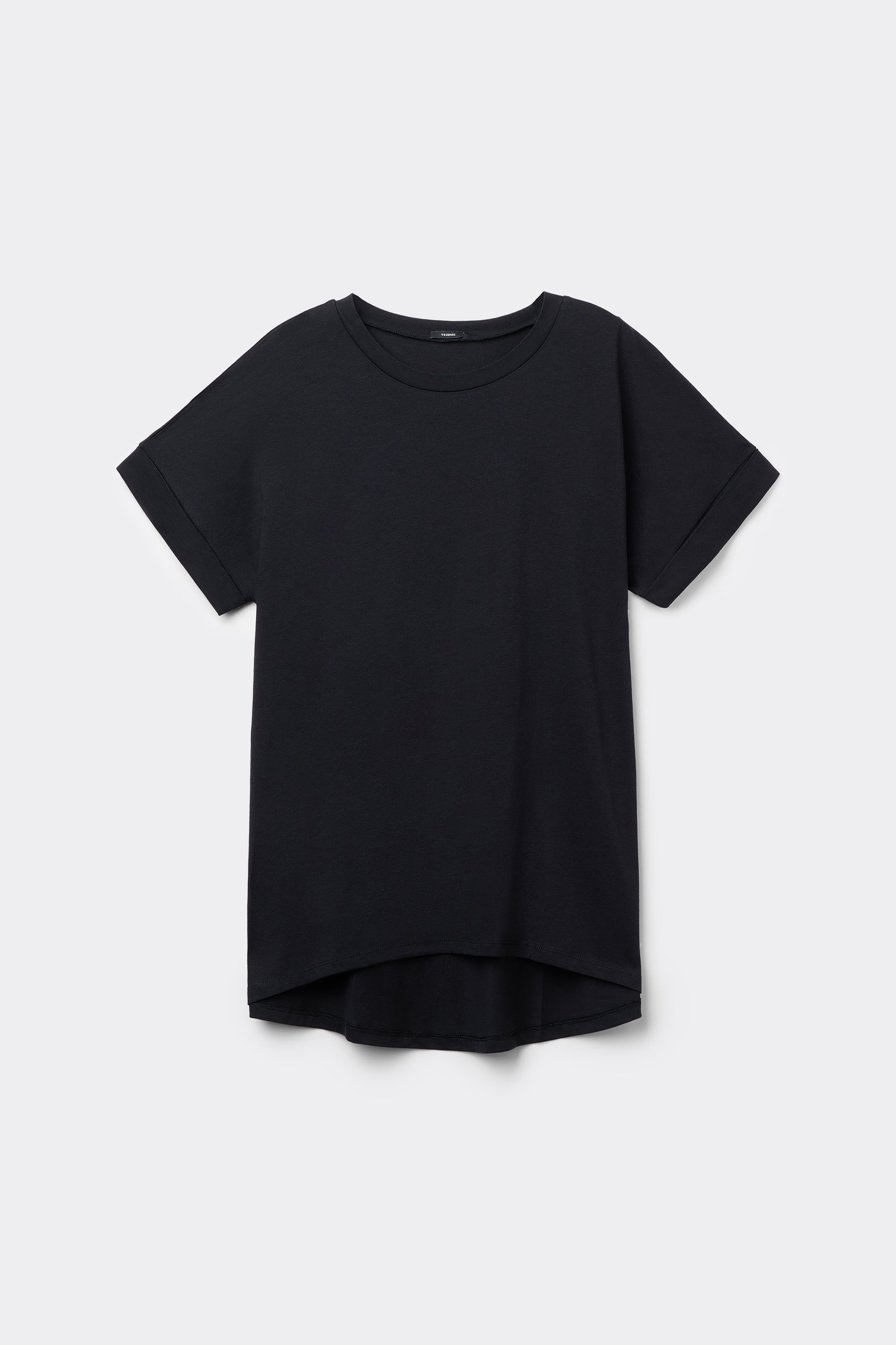 Turned-Up Kimono Sleeve Cotton T-Shirt