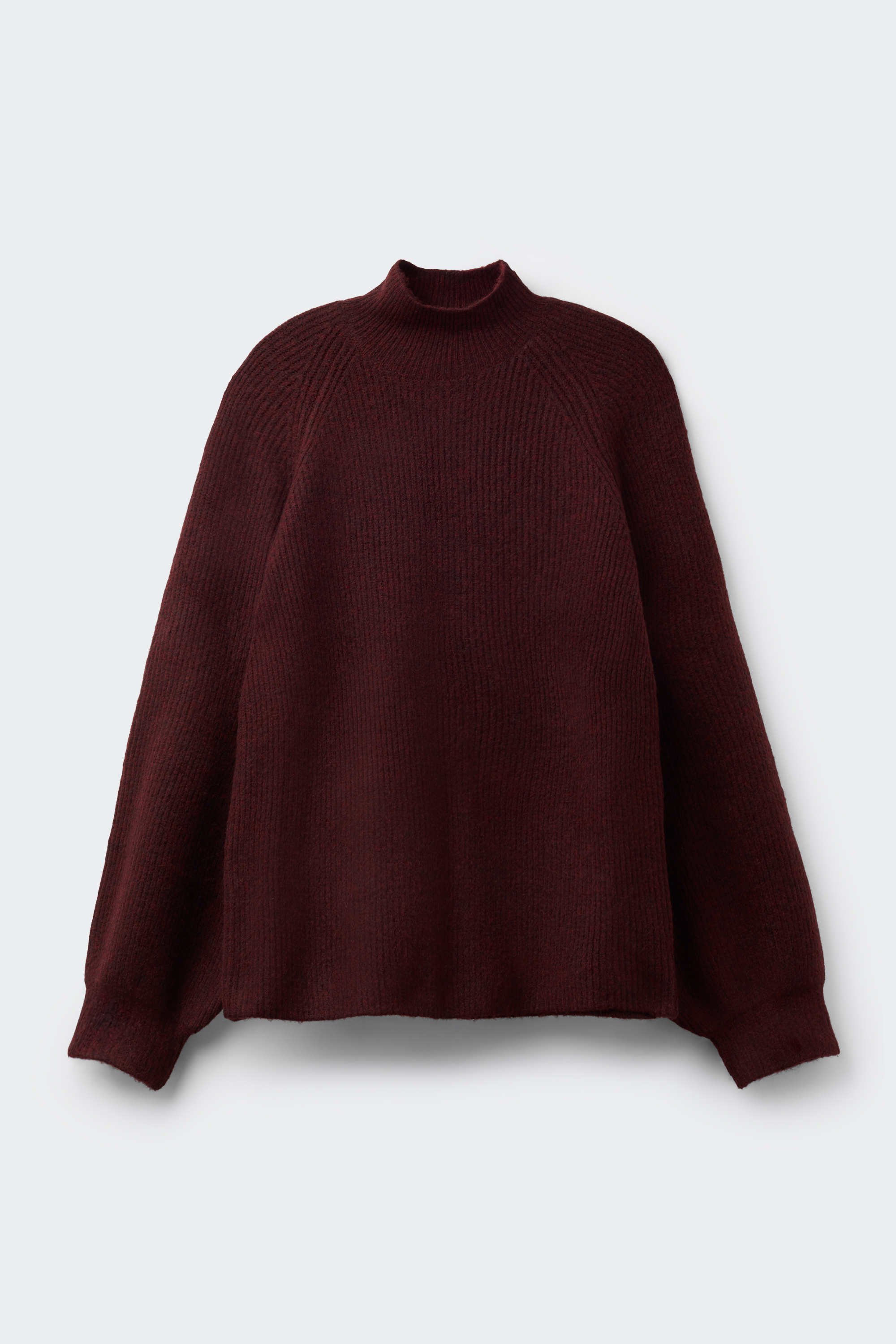 Long-Sleeved Ribbed Wide Round Neck Sweater