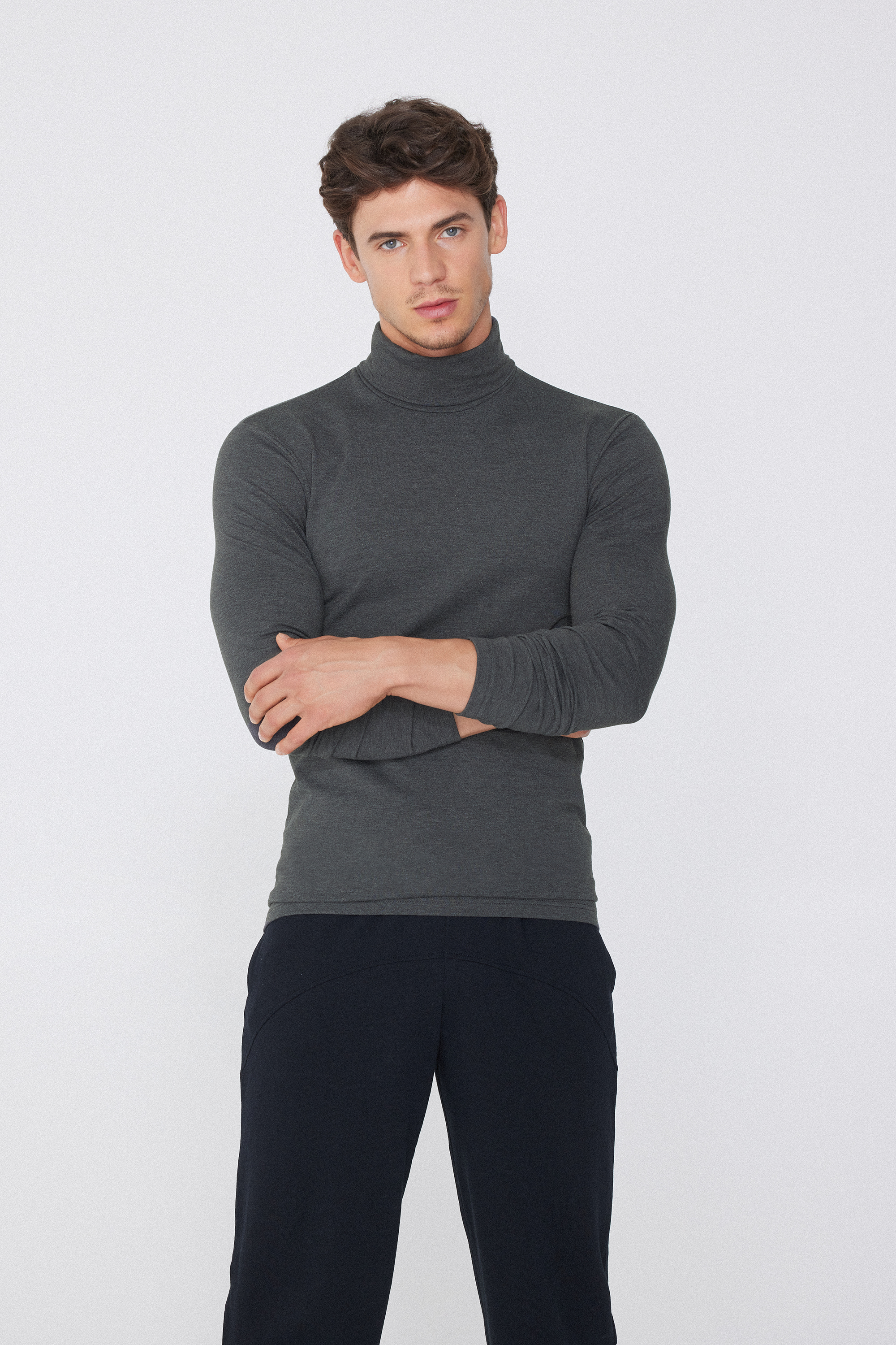 Maglia Collo Alto in Cotone Termico con Manica Lunga