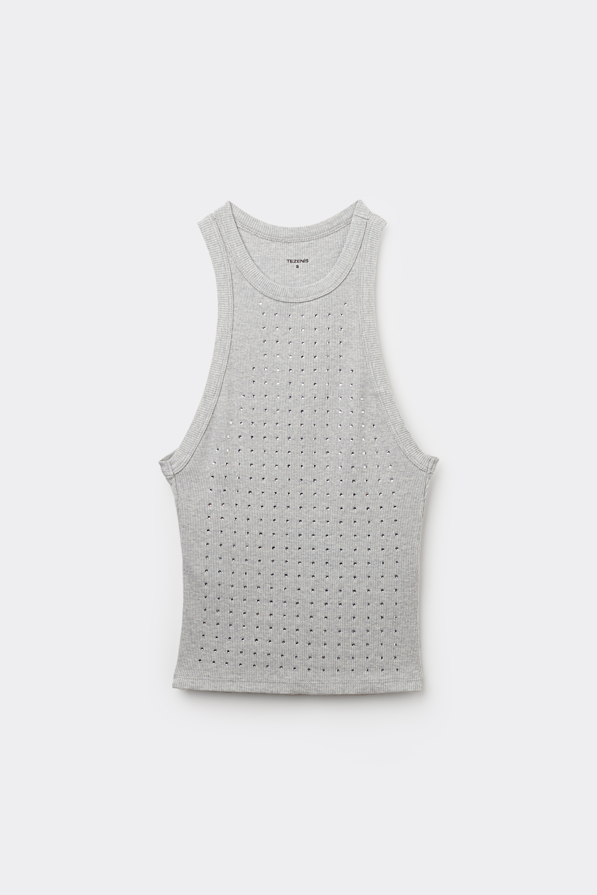 Halterneck Rhinestone Camisole with Wide Shoulder Straps