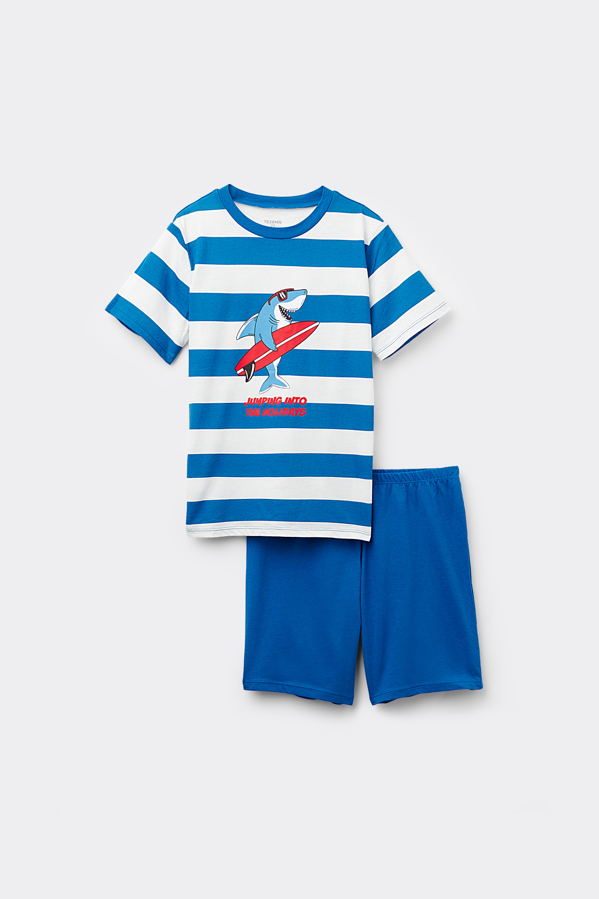 Boys&rsquo; Short Cotton Pyjamas with Shark Print
