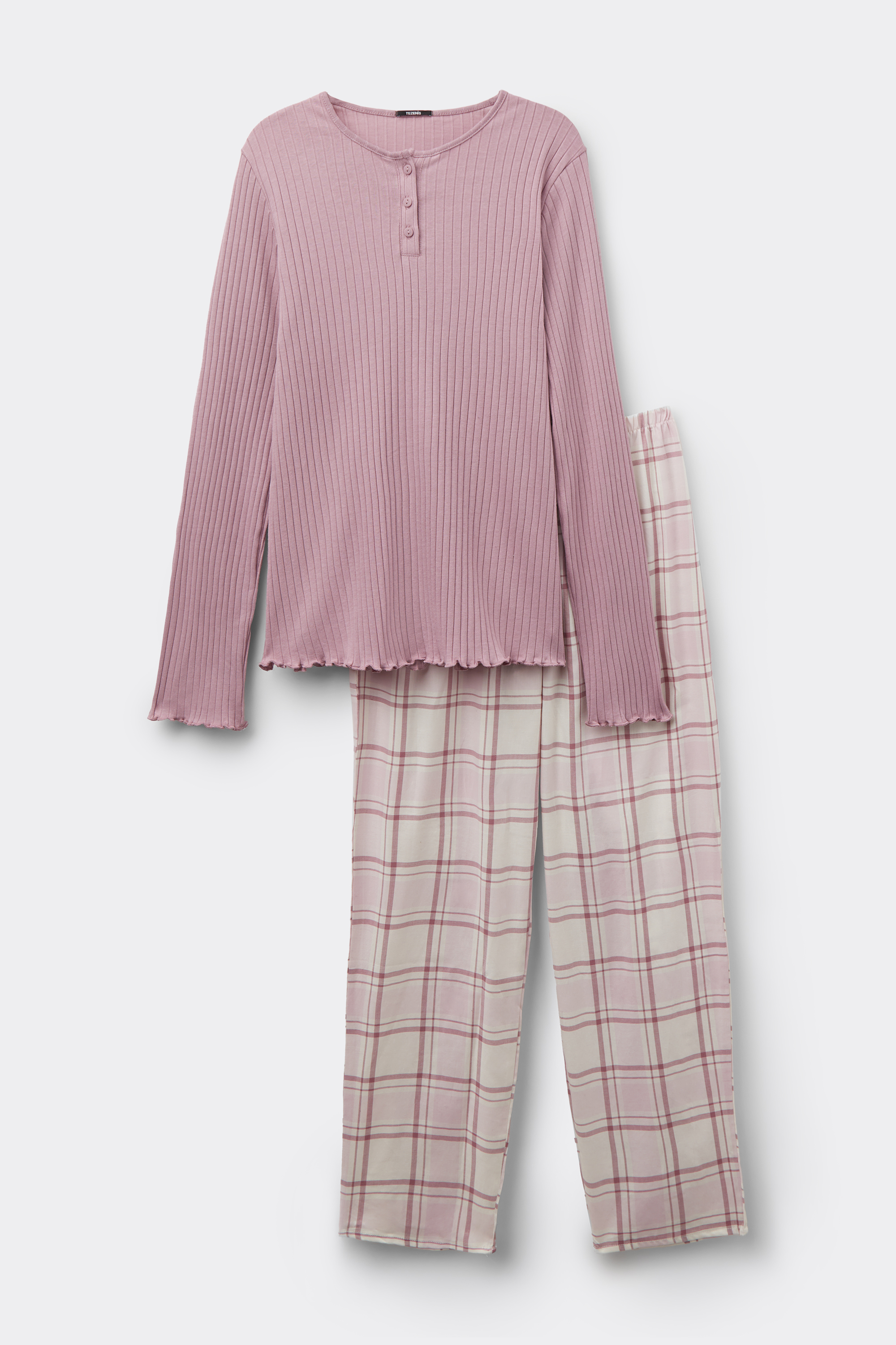 Pijama Llarg de Canal&eacute; i Tela de Cot&oacute;