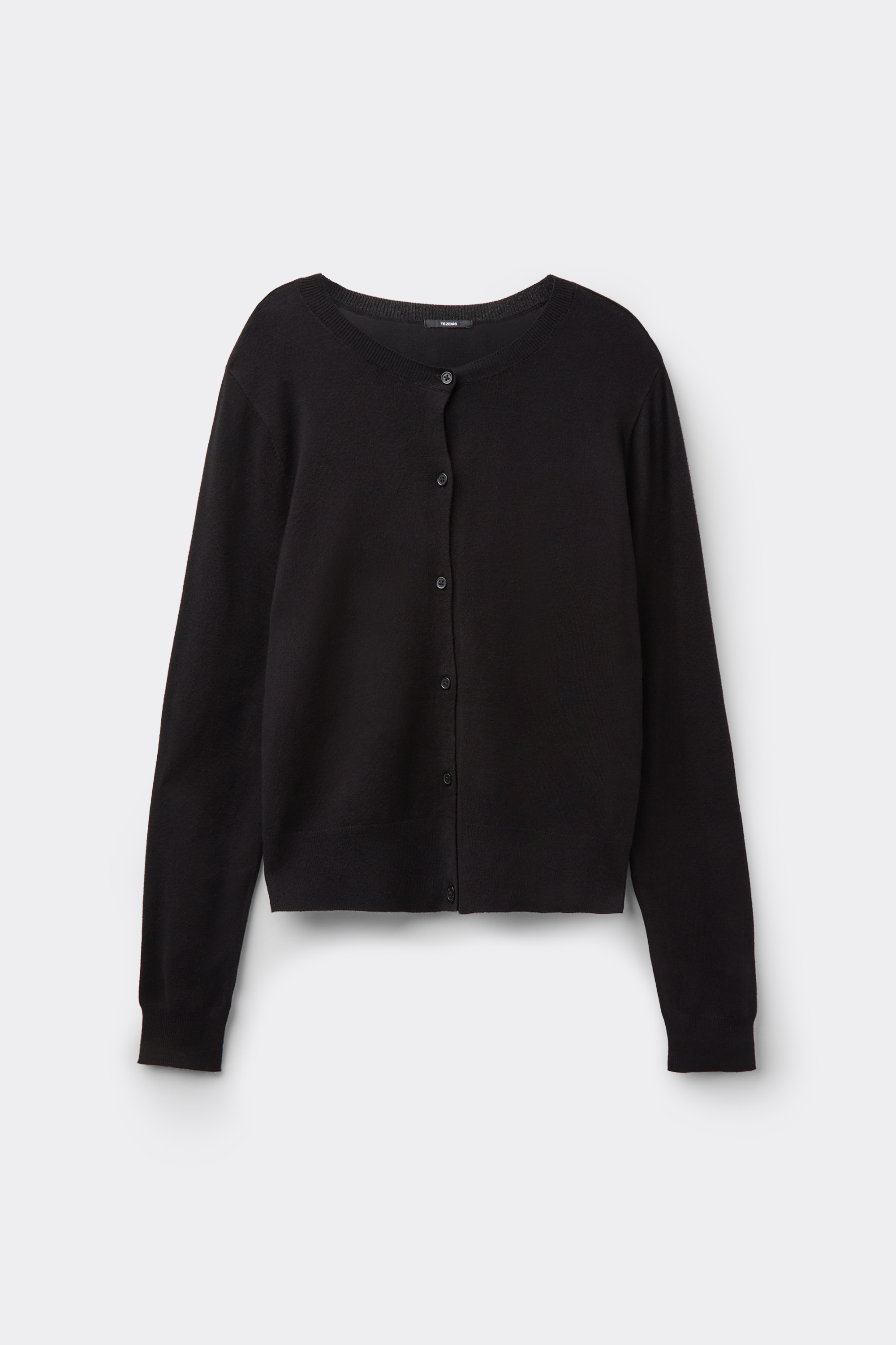 Укороченный Кардиган из Регулярного Трикотажа с Пуговицами