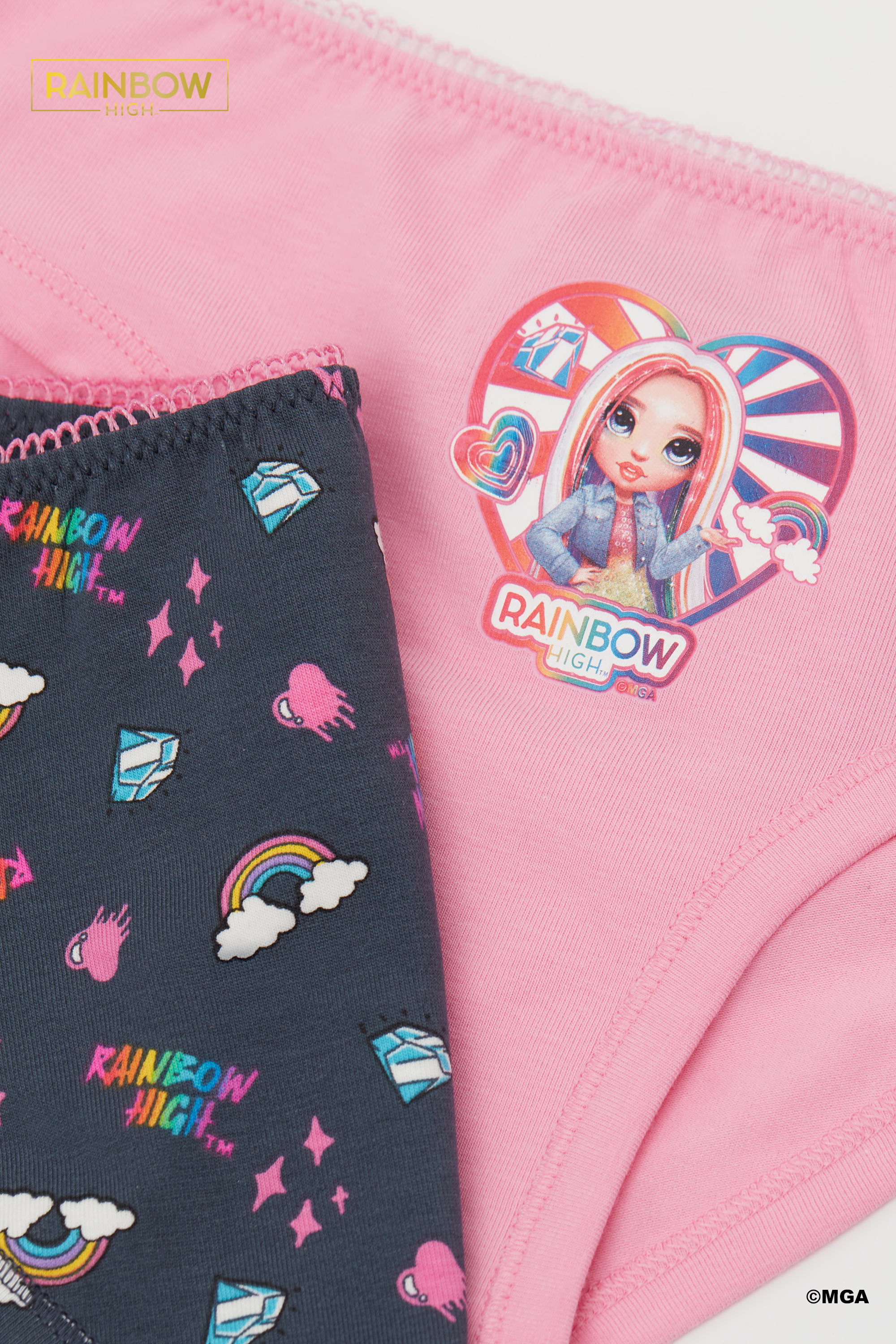 2 Pairs of Girls&rsquo; Rainbow High Cotton Knickers