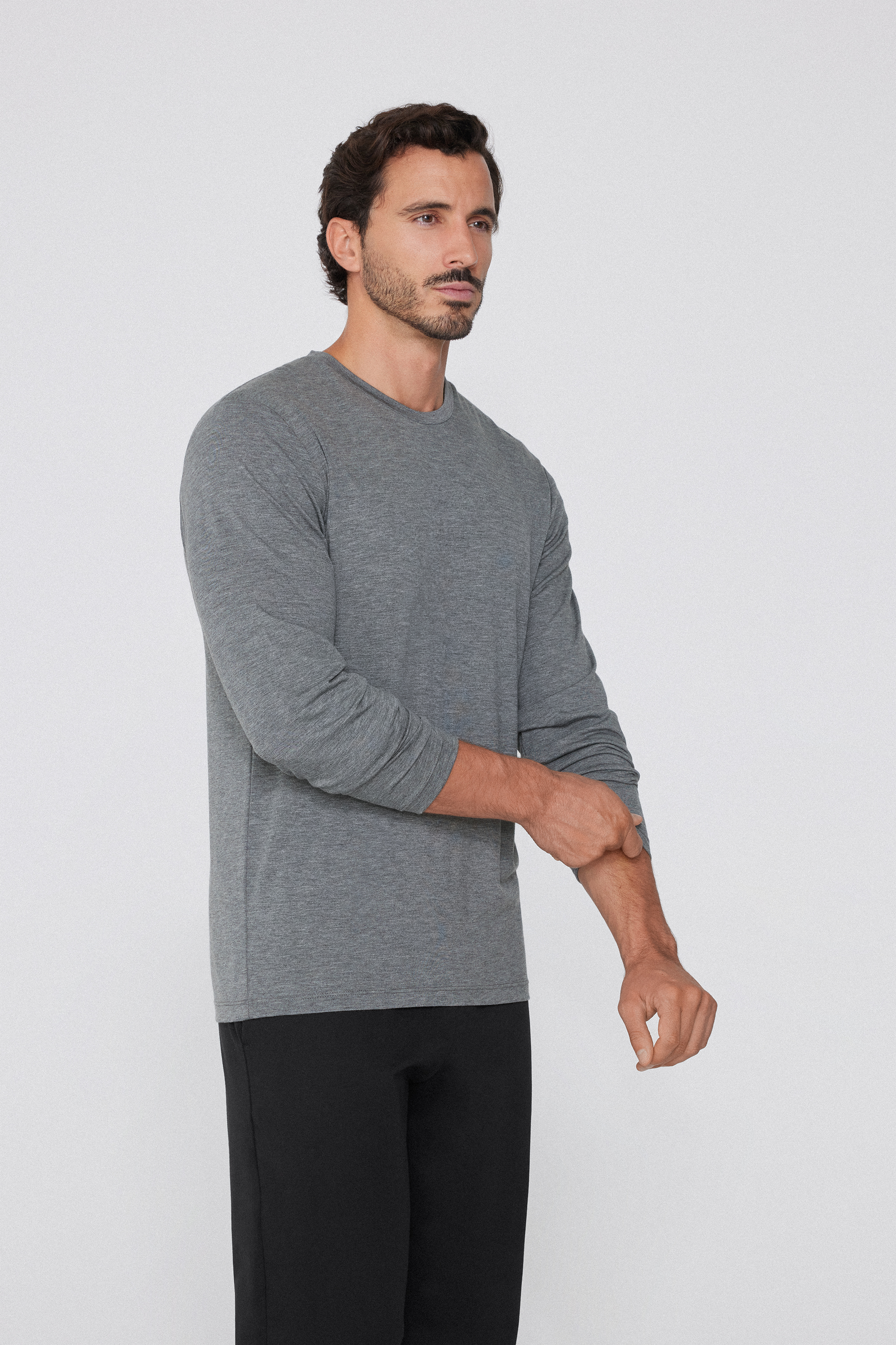 Long-Sleeved Crew-Neck Viscose Top