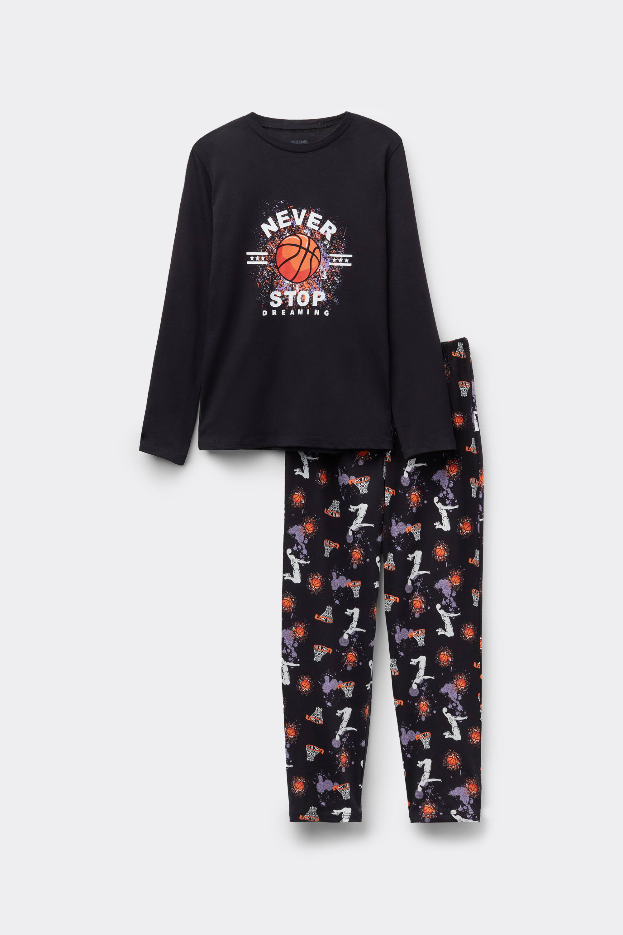 Pyjama Long Gar&ccedil;on Coton Imprim&eacute; &laquo; Never Stop &raquo;