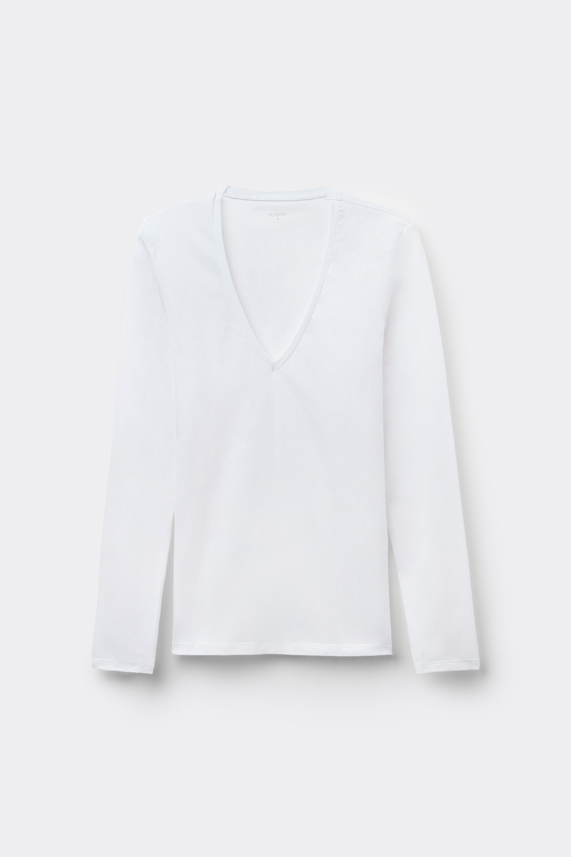 Maglia Manica Lunga Scollo a V in Cotone Organico Elasticizzato