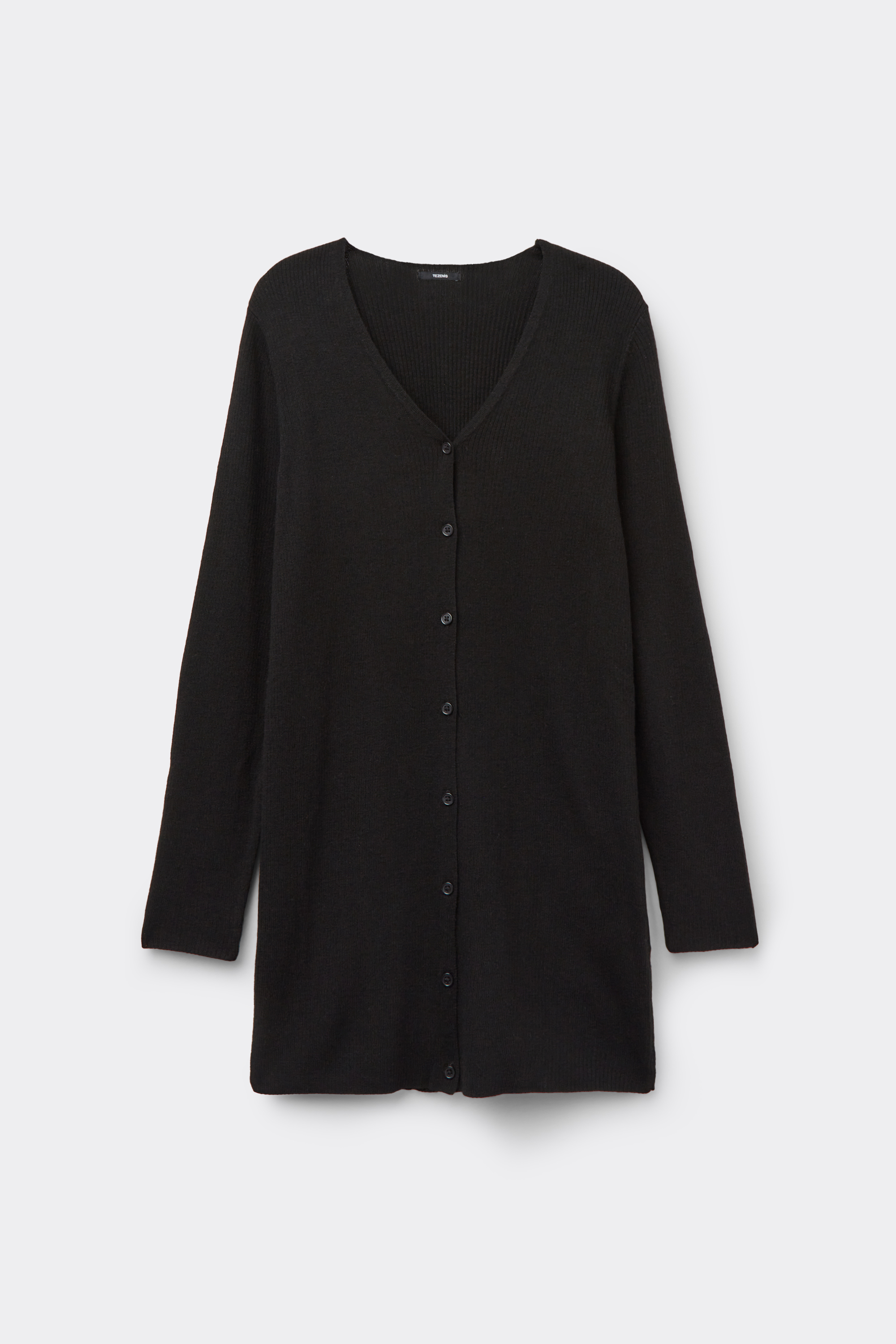 Longline Heavyweight V-Neck Wool Blend Cardigan