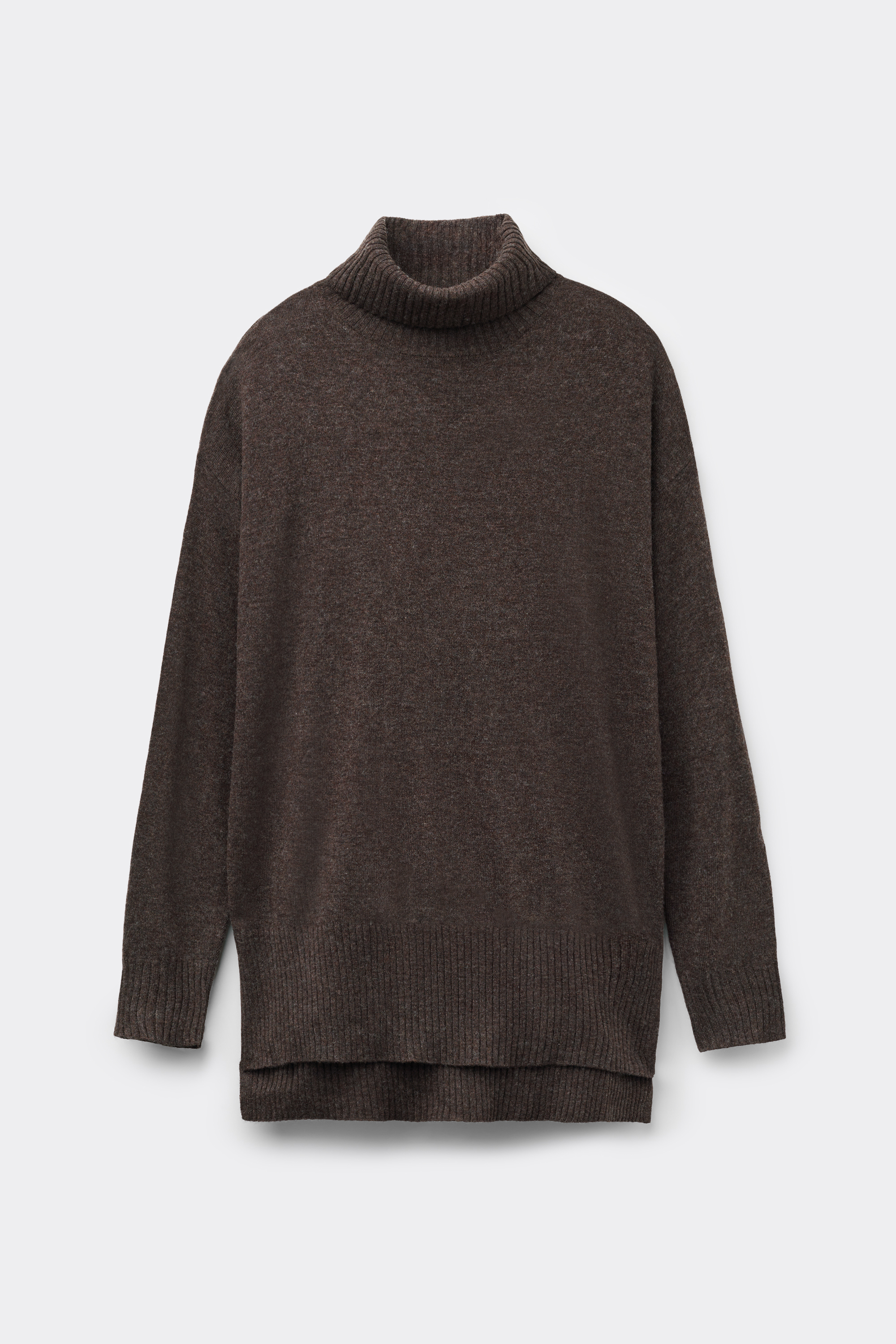 Long Thick Polo Neck Top with Wool