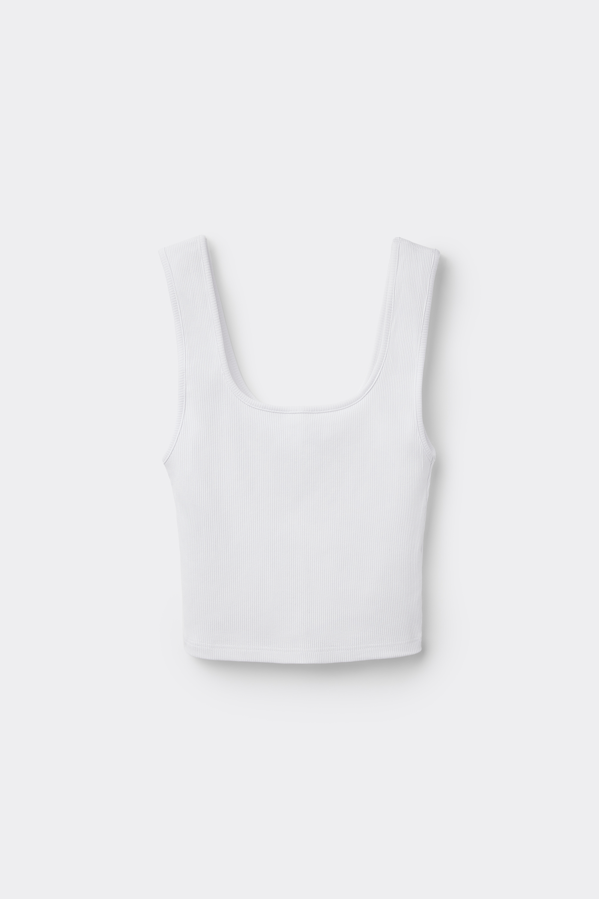 Wide Shoulder Strap Ribbed Cotton Crop Top