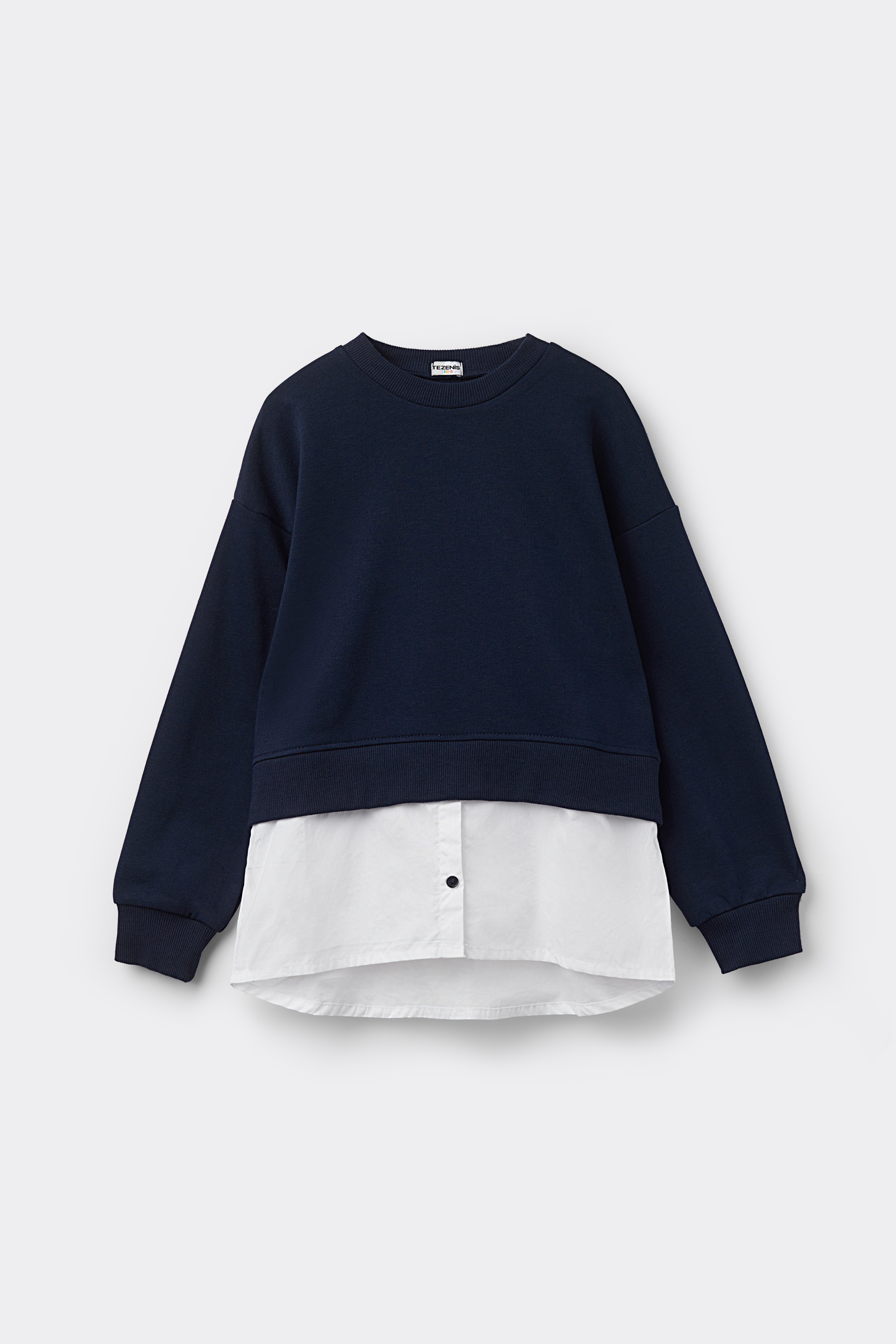 Girls&rsquo; Long Sleeve Shirt-Effect Cotton Sweatshirt