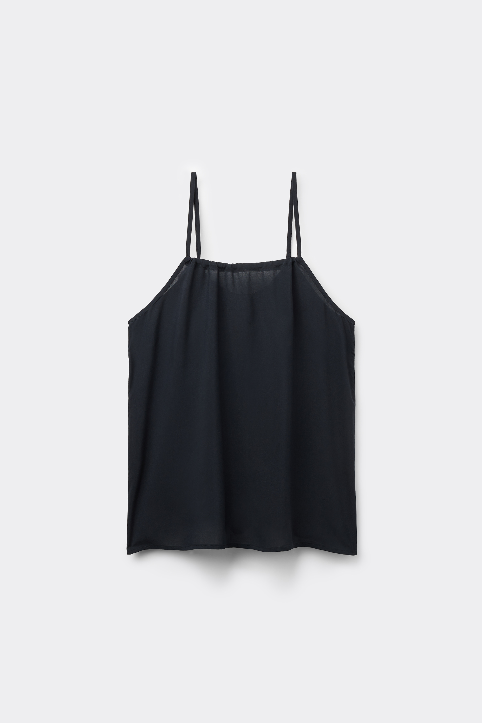 Viscose Fabric Top with Slender Shoulder Straps and Drawstring