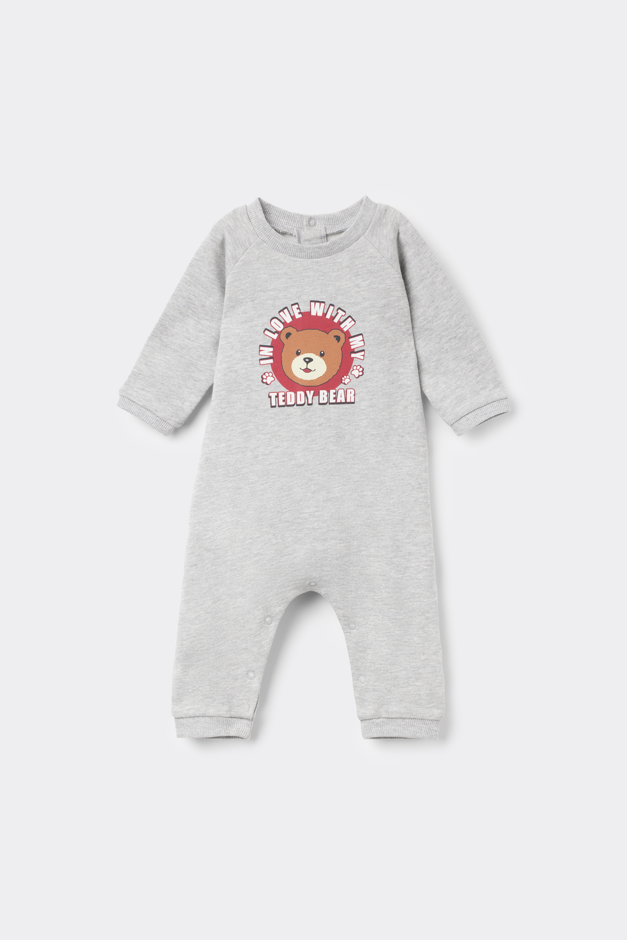 Baby Heavy Cotton Fleece Playsuit with Long Sleeves