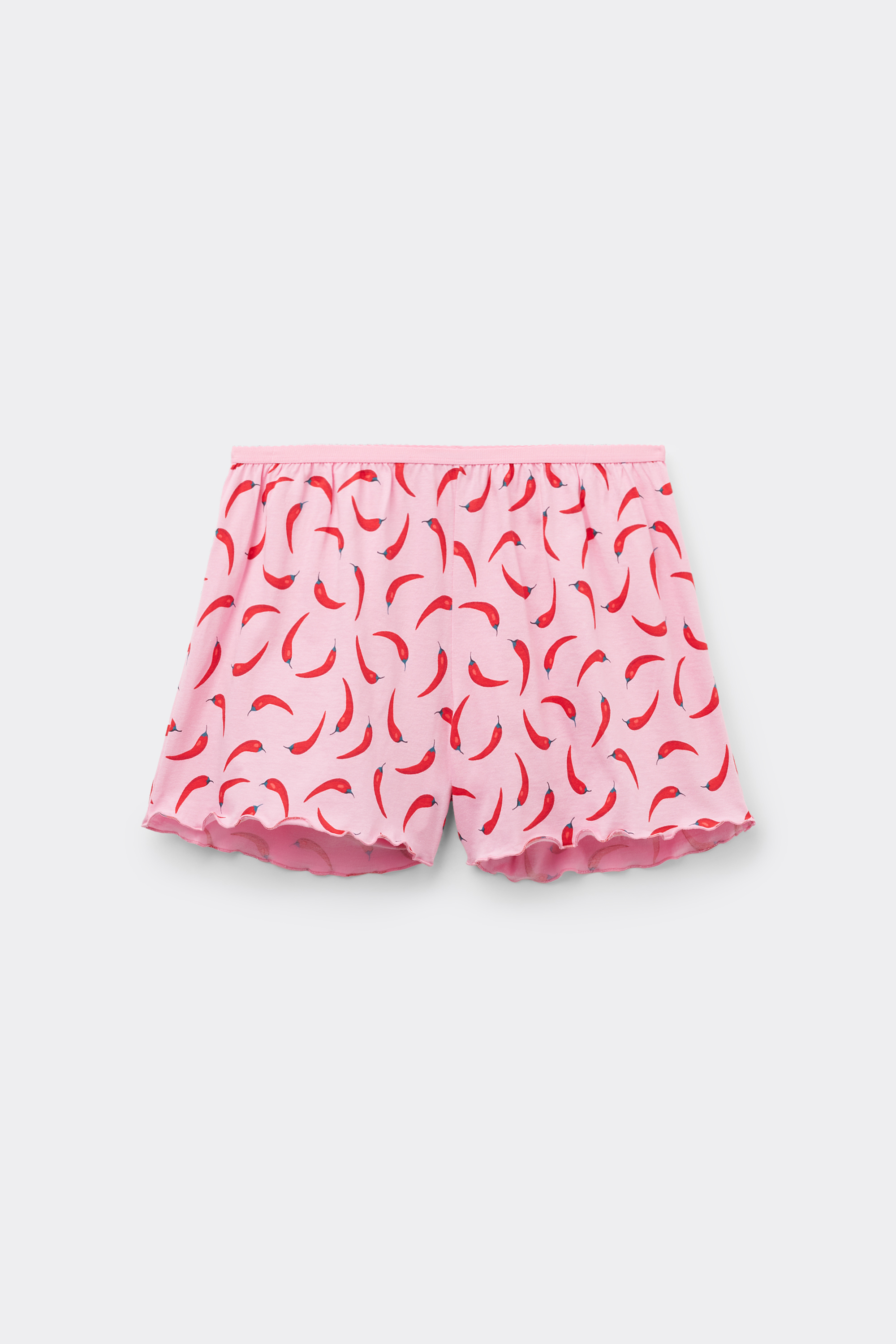 Printed Cotton Shorts with Rolled Hem