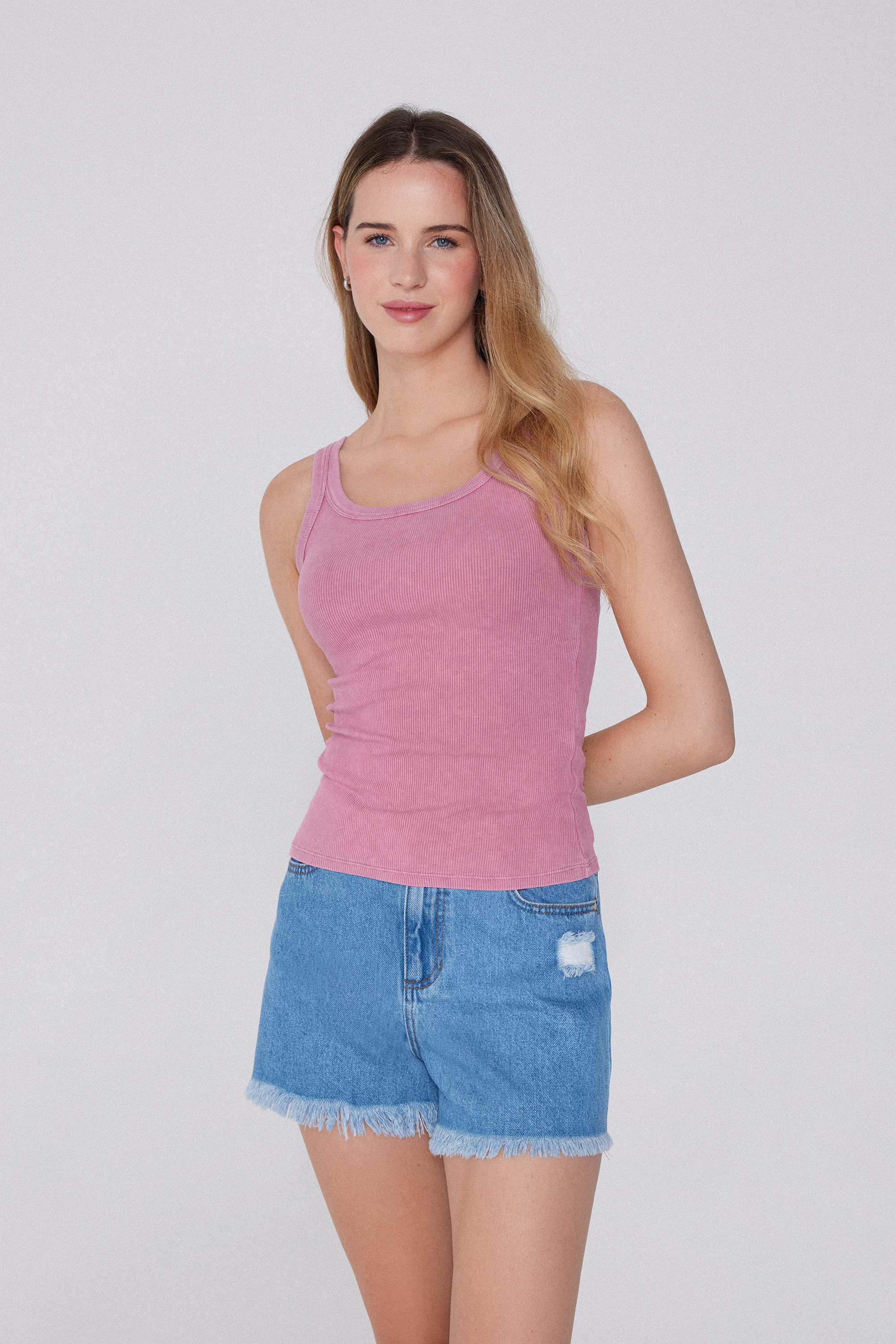 Faded Ribbed Camisole with Wide Shoulder Straps