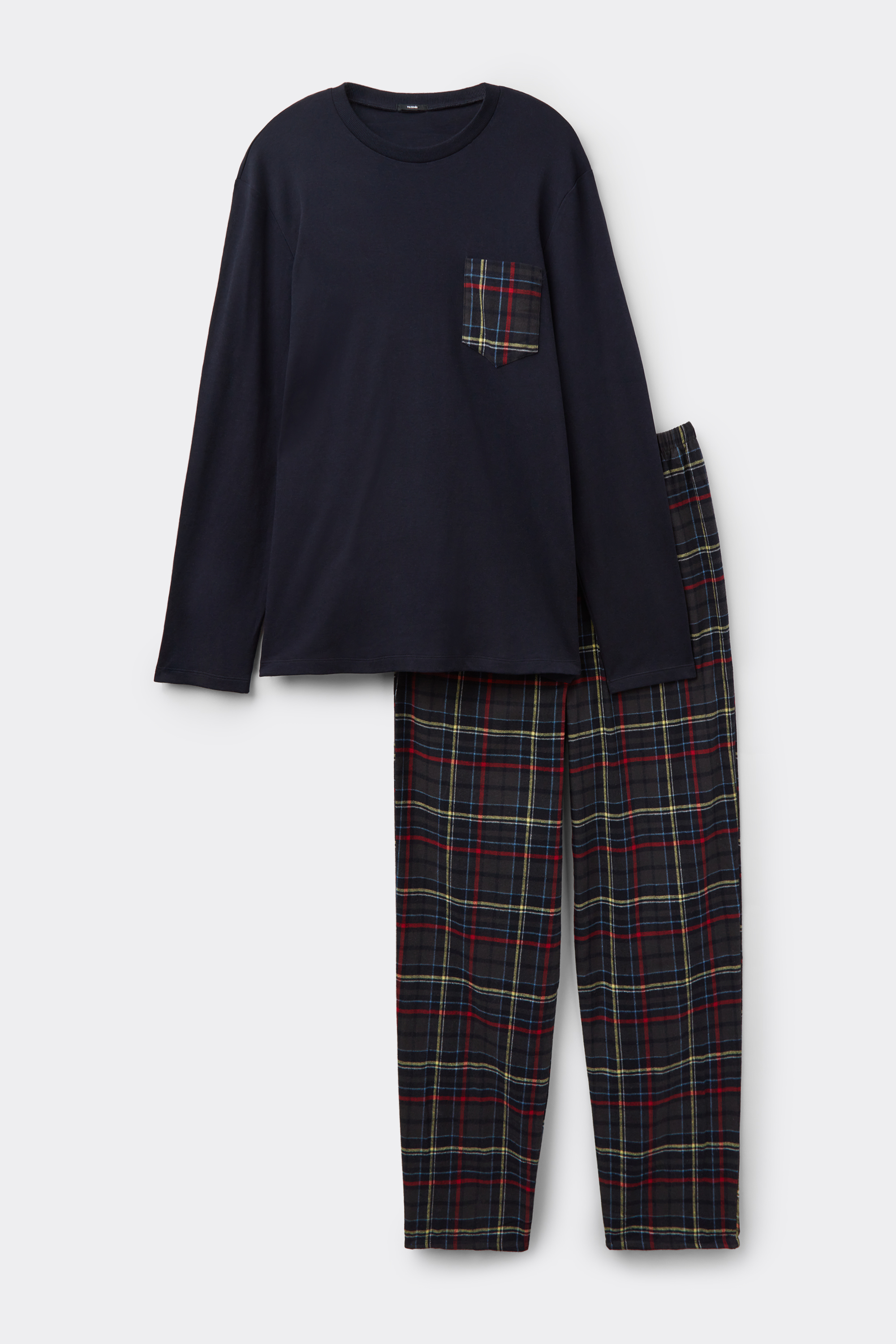 Full Length Flannel Pajamas with Tartan Pocket