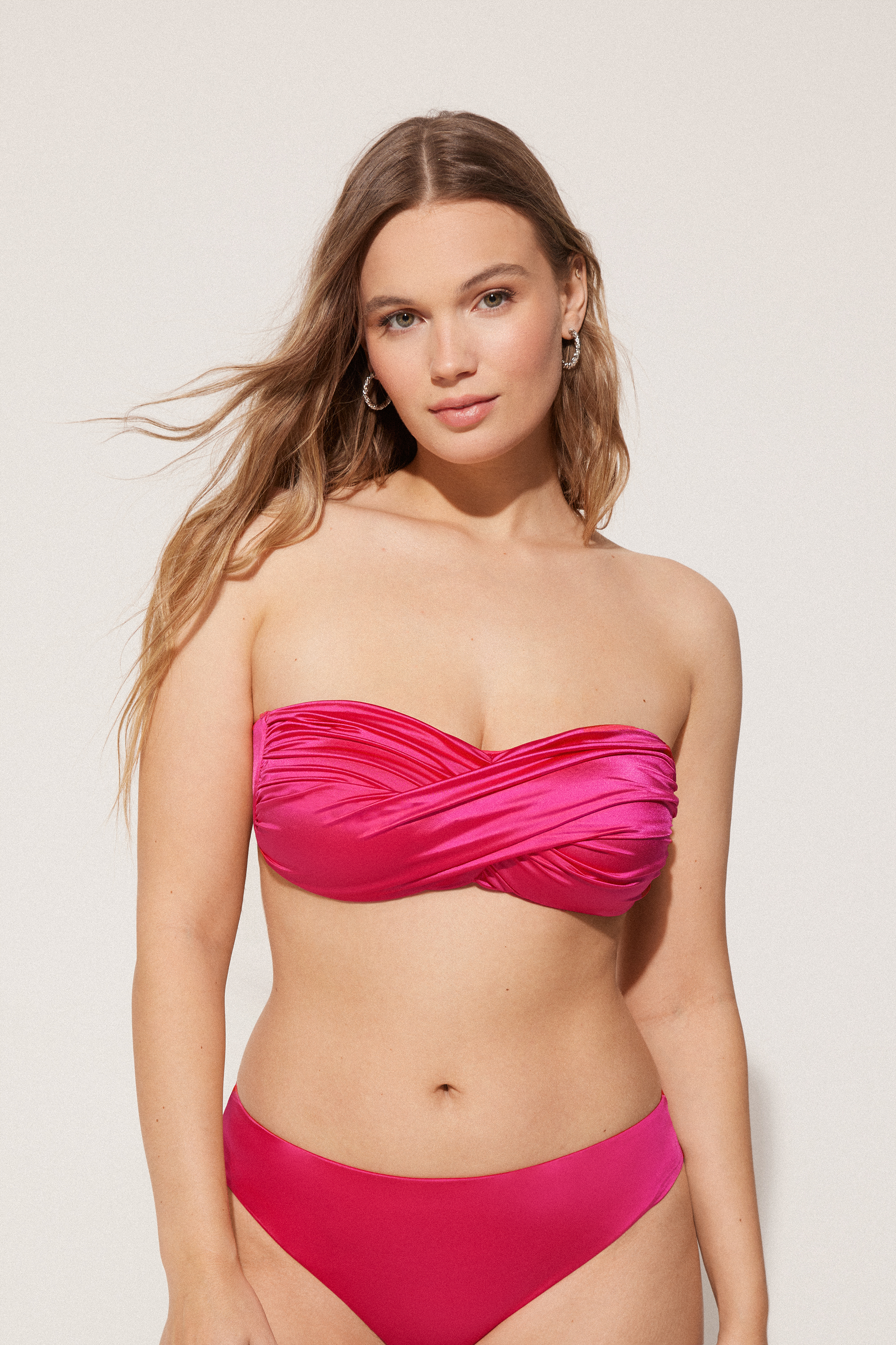 Shiny Glam Lightly Padded Bandeau Bikini Top
