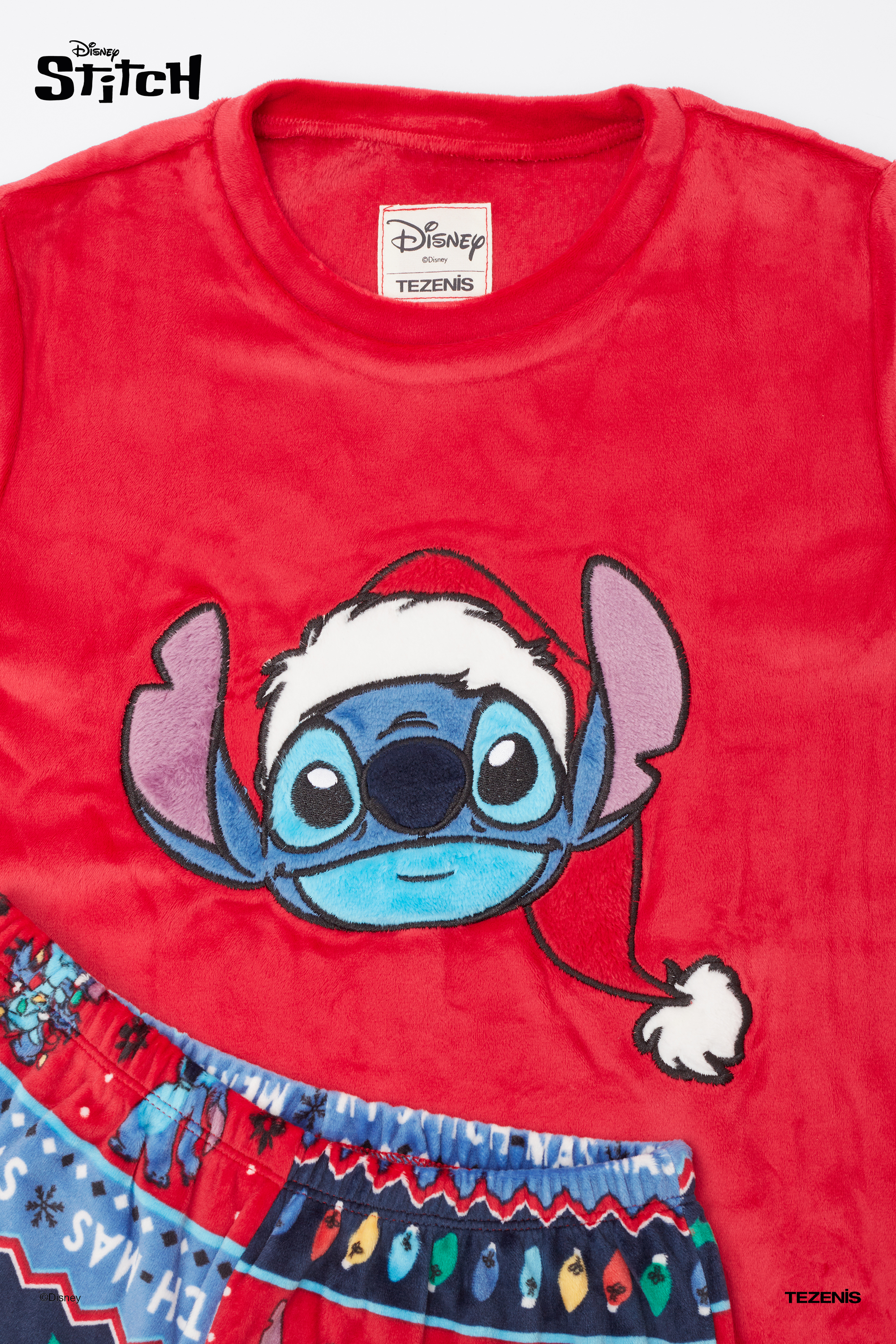 Unisex kids&rsquo; Christmas Disney Stitch Long Microfleece Pyjamas