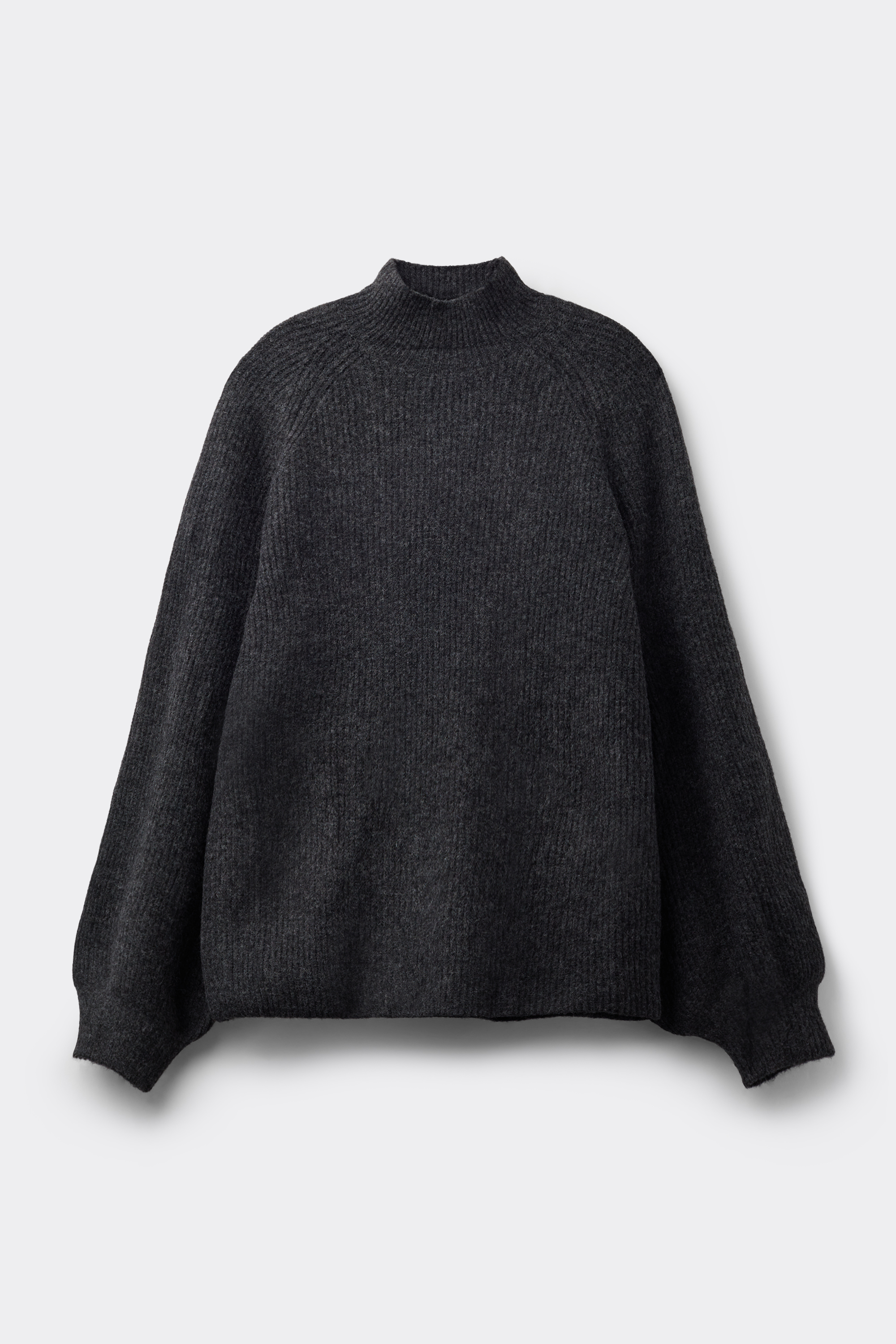 Long-Sleeved Ribbed Wide Round Neck Sweater