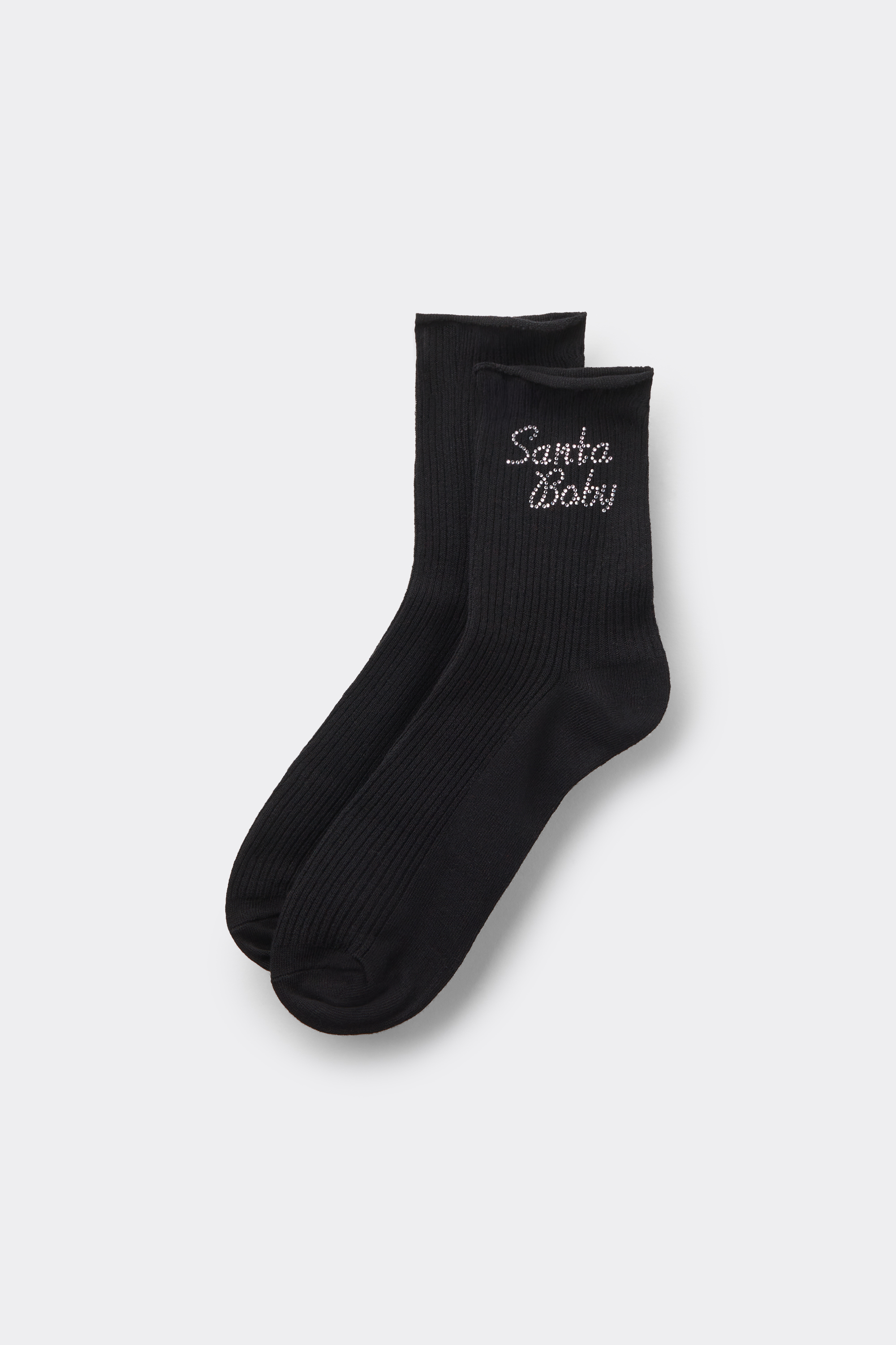 Ribbed Cuffless Short Socks