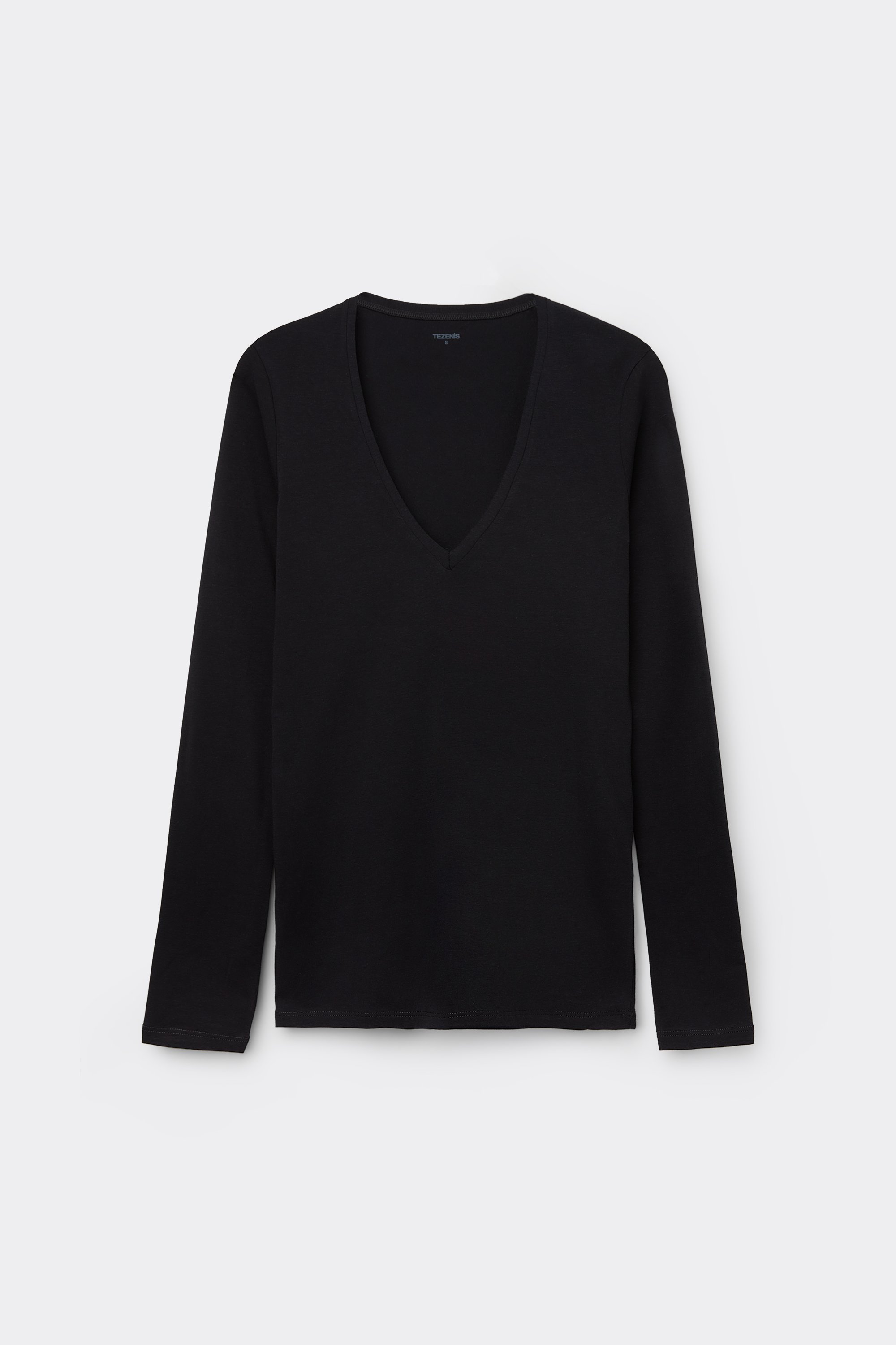 Maglia Manica Lunga Scollo a V in Cotone Organico Elasticizzato