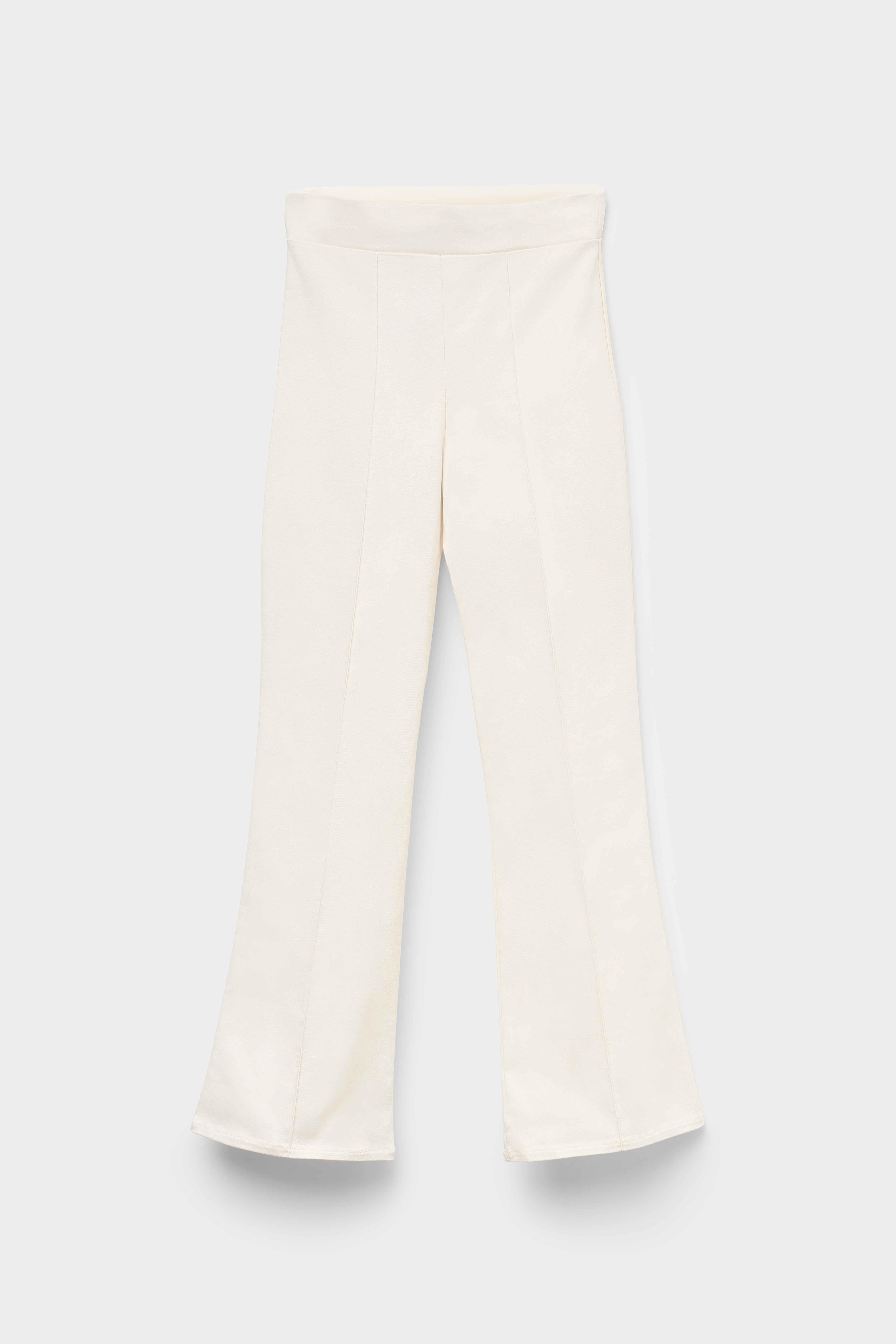 Cropped Flared Trousers in Stretch Canvas