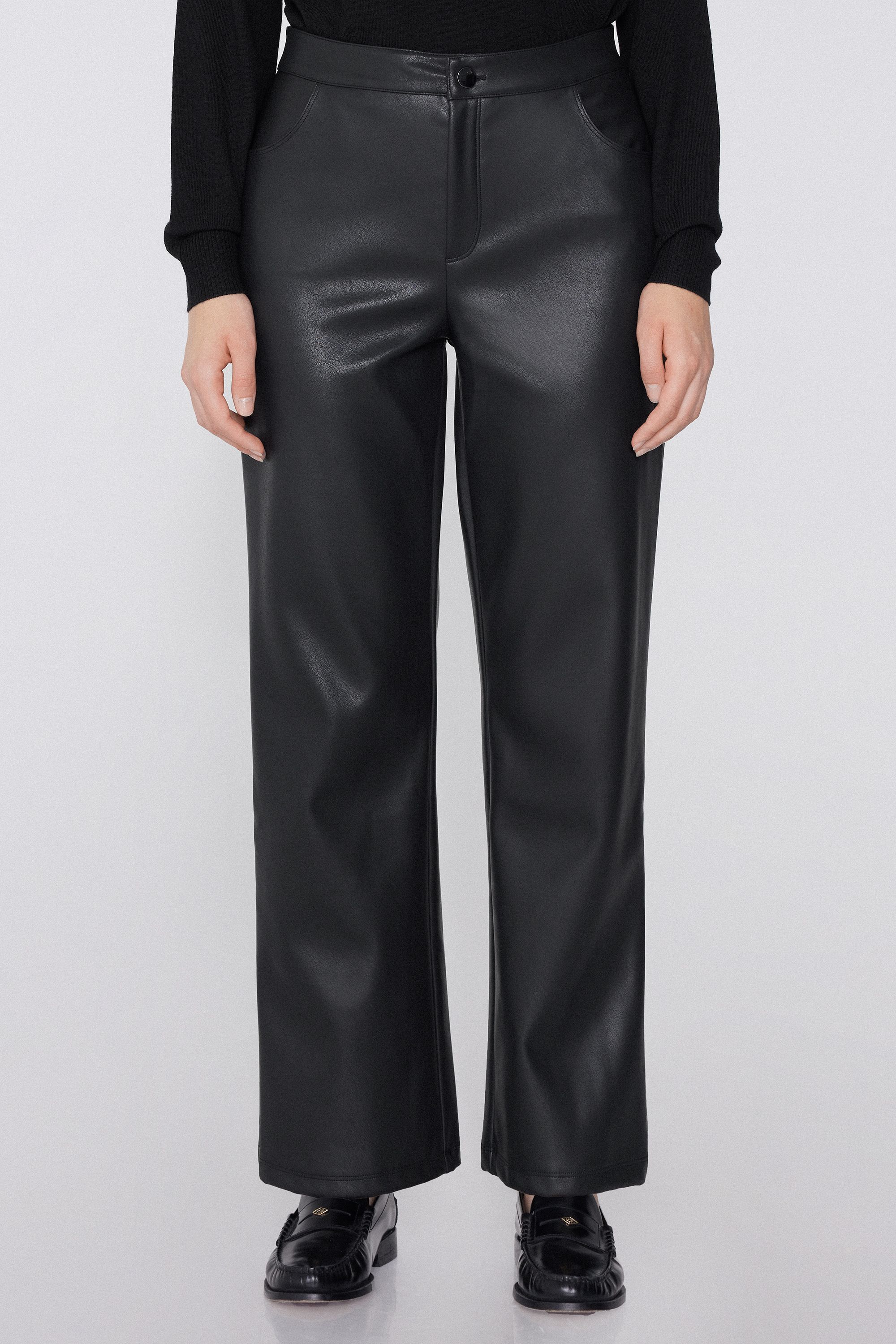 Leather-Effect Cigarette Trousers