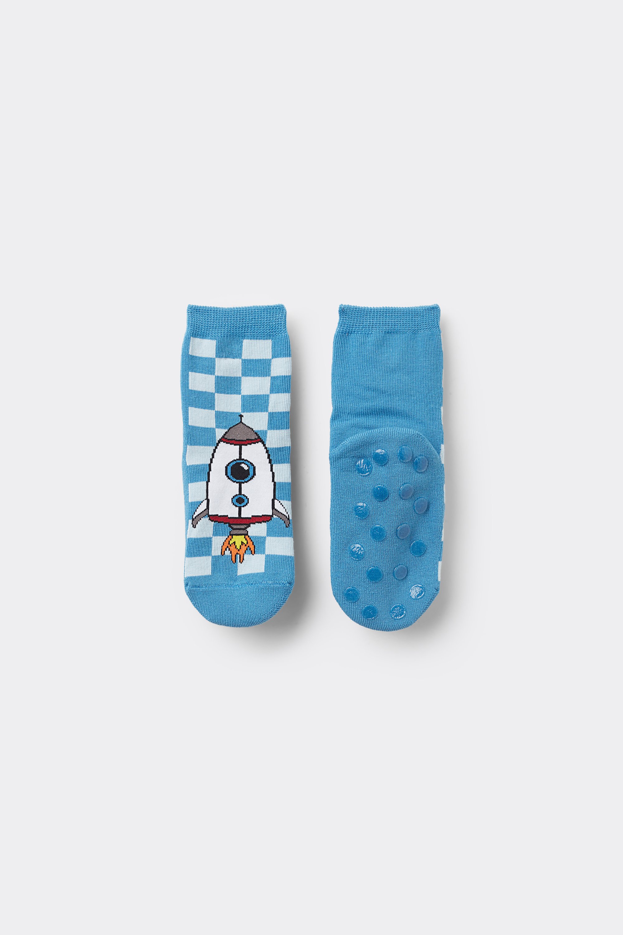 Boys&rsquo; Lightweight Patterned Non-Slip Cotton Socks