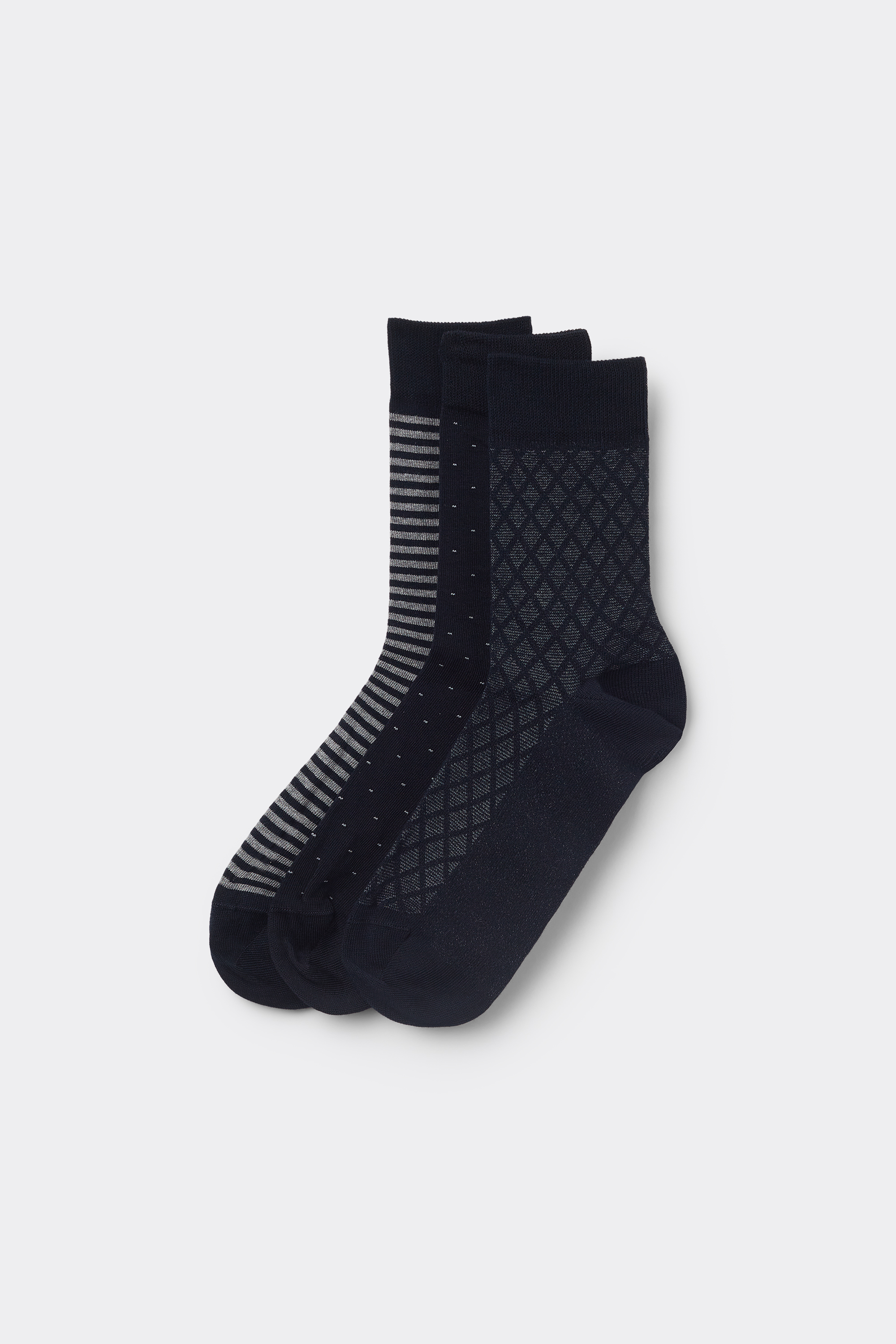 3 Pairs of Men&rsquo;s Patterned Edgeless Cotton Crew Socks