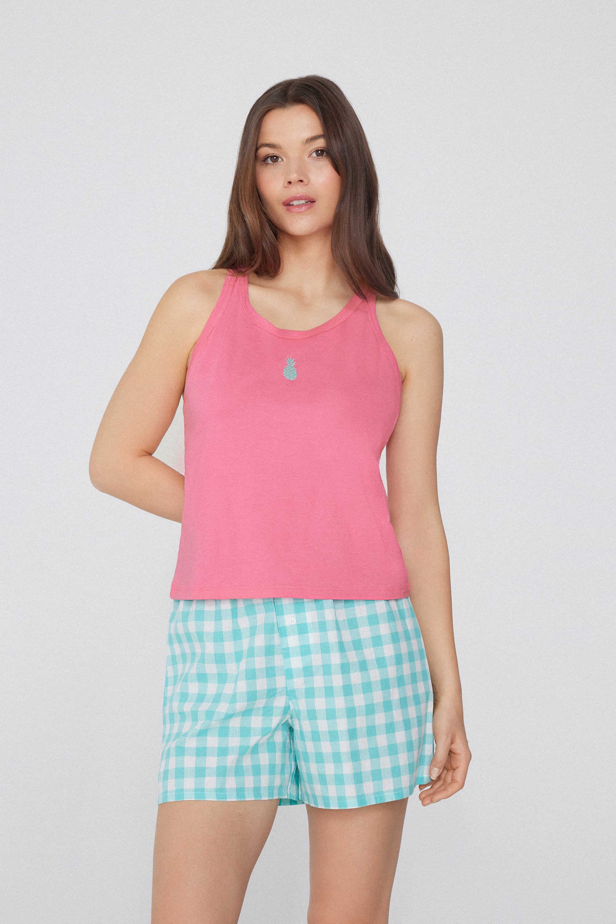 Embroidered Cotton Camisole with Wide Shoulder Straps