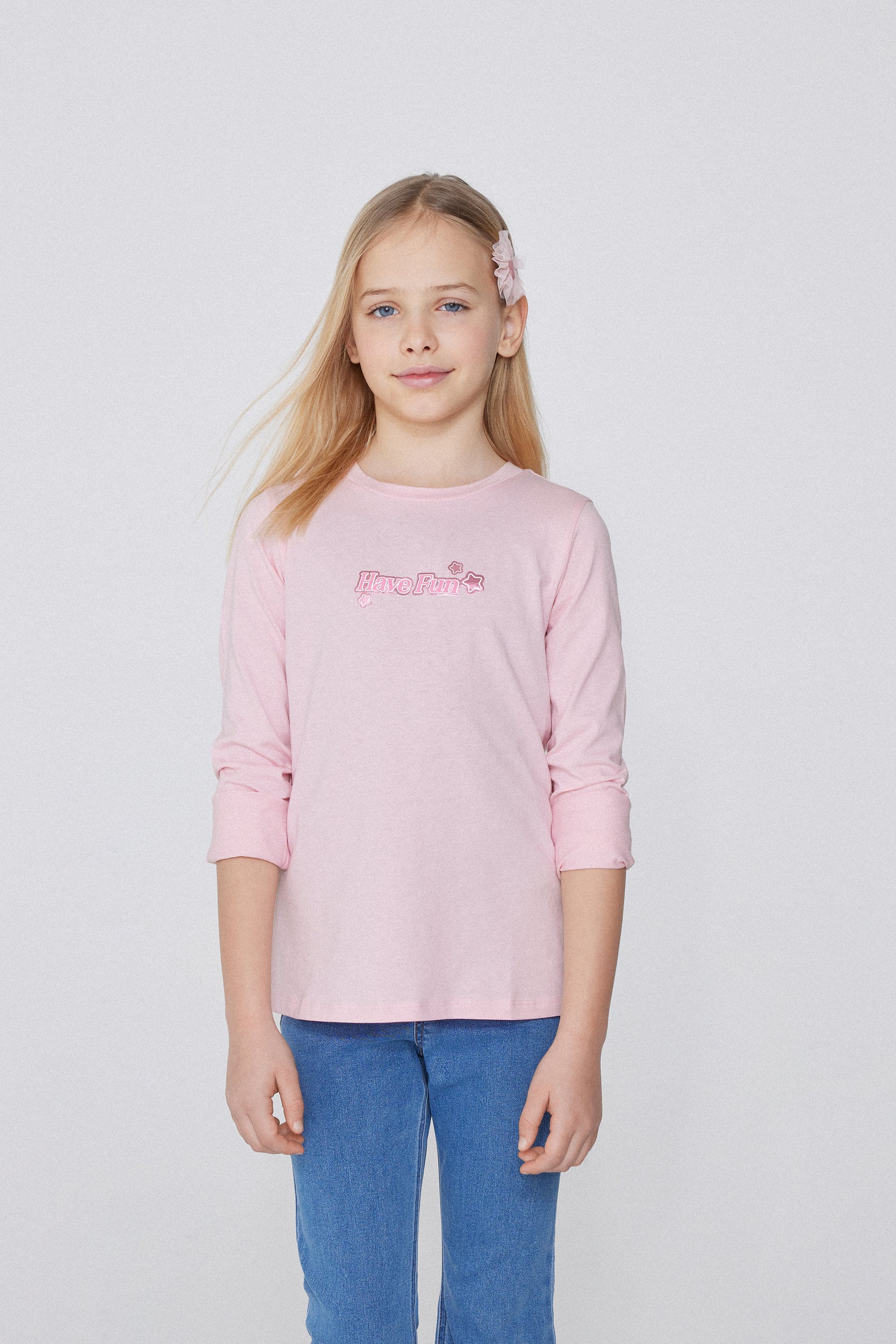 Girls&rsquo; Long Sleeve Printed Cotton Top