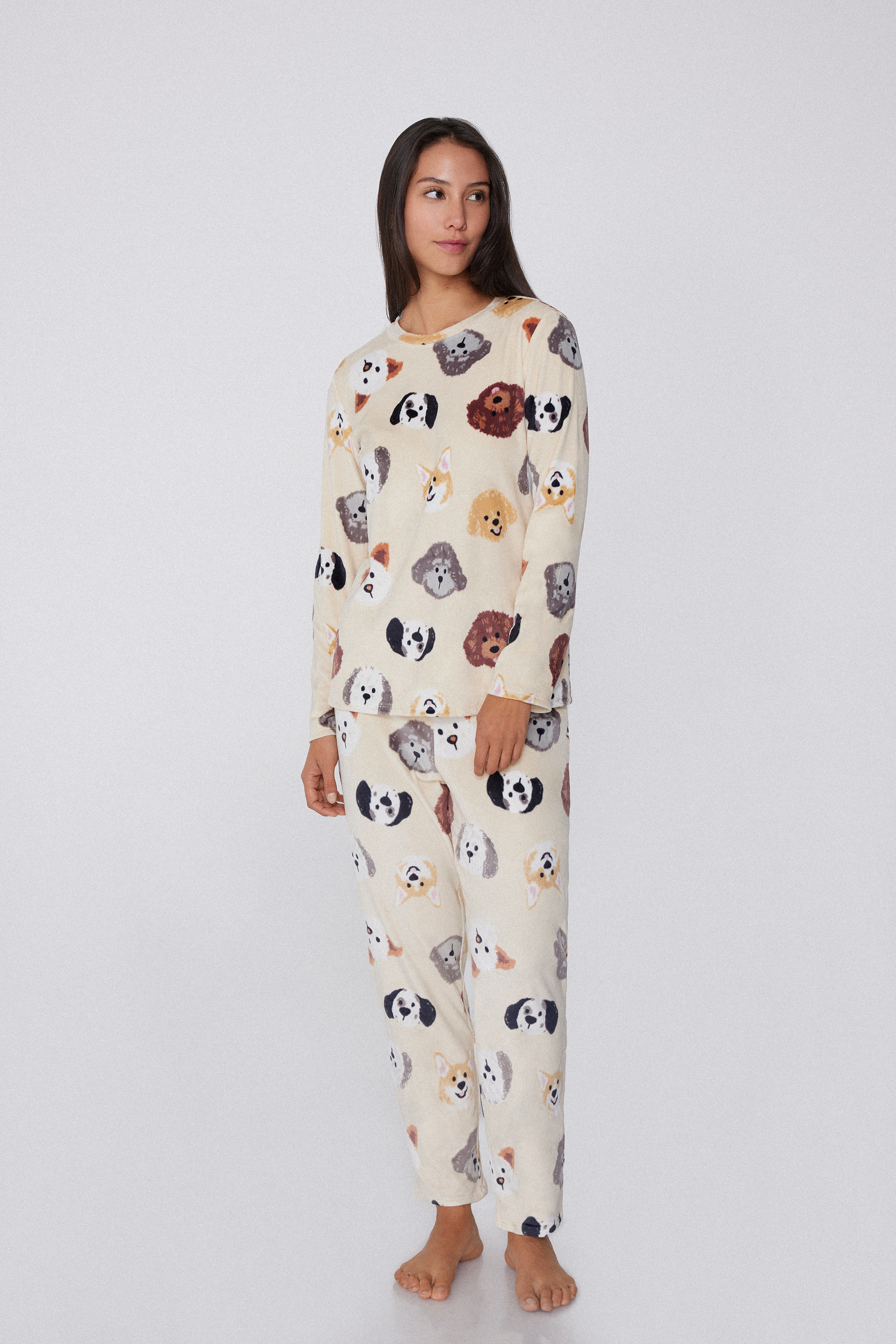 Dog Print Long Microfleece Pyjamas