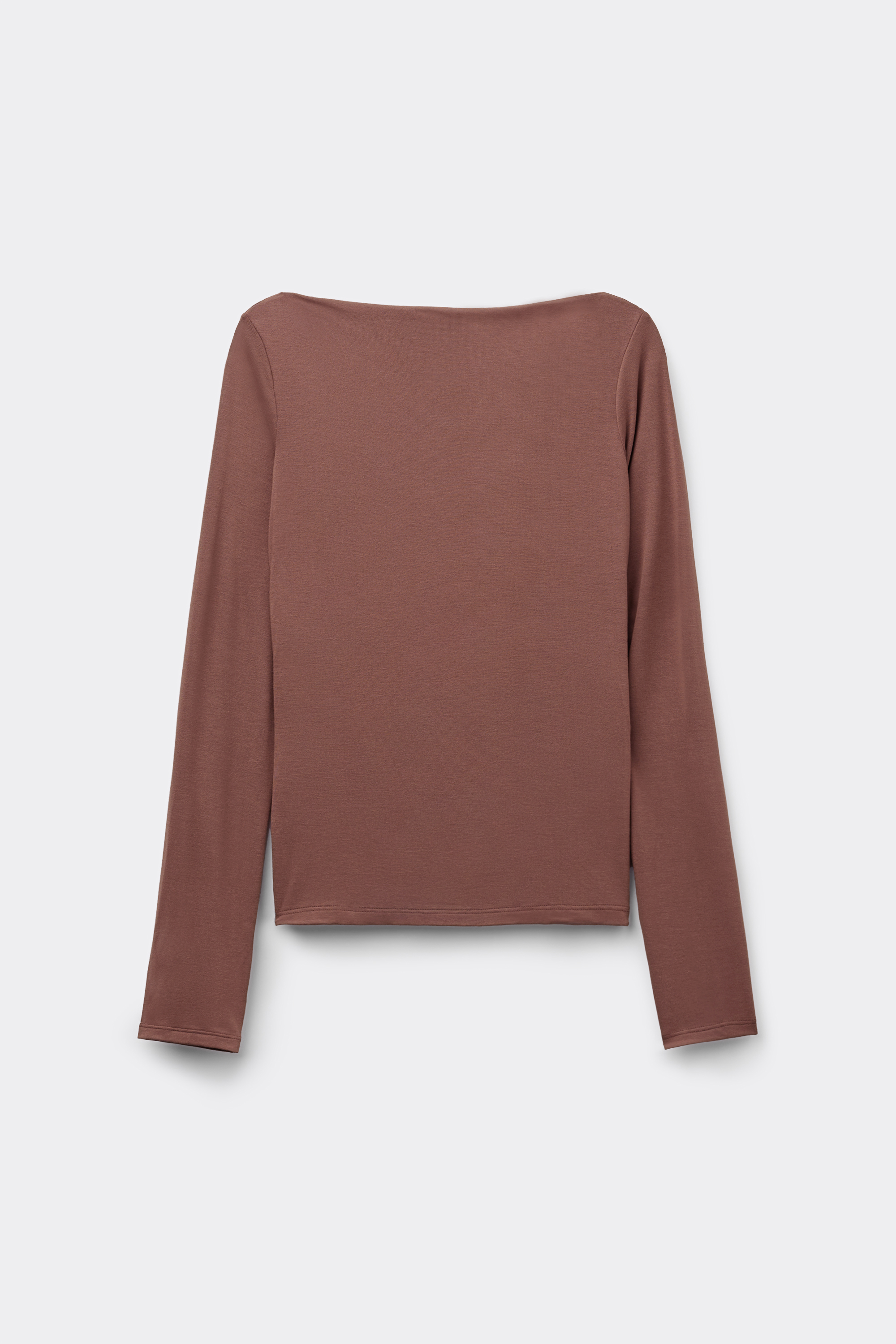 Long-Sleeved Viscose Boat-Neck Top