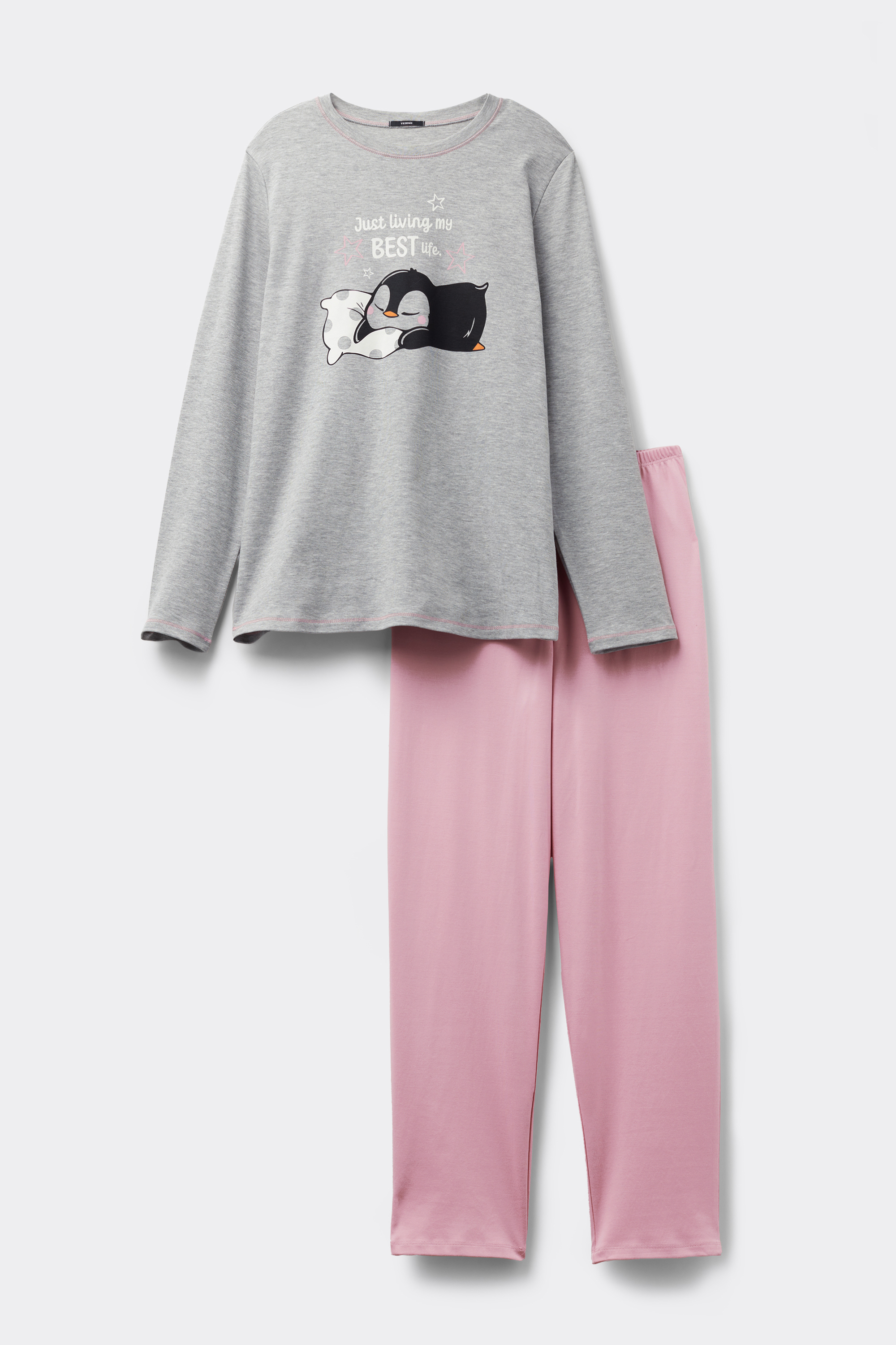 Langer Pyjama aus Baumwolle Pinguinprint