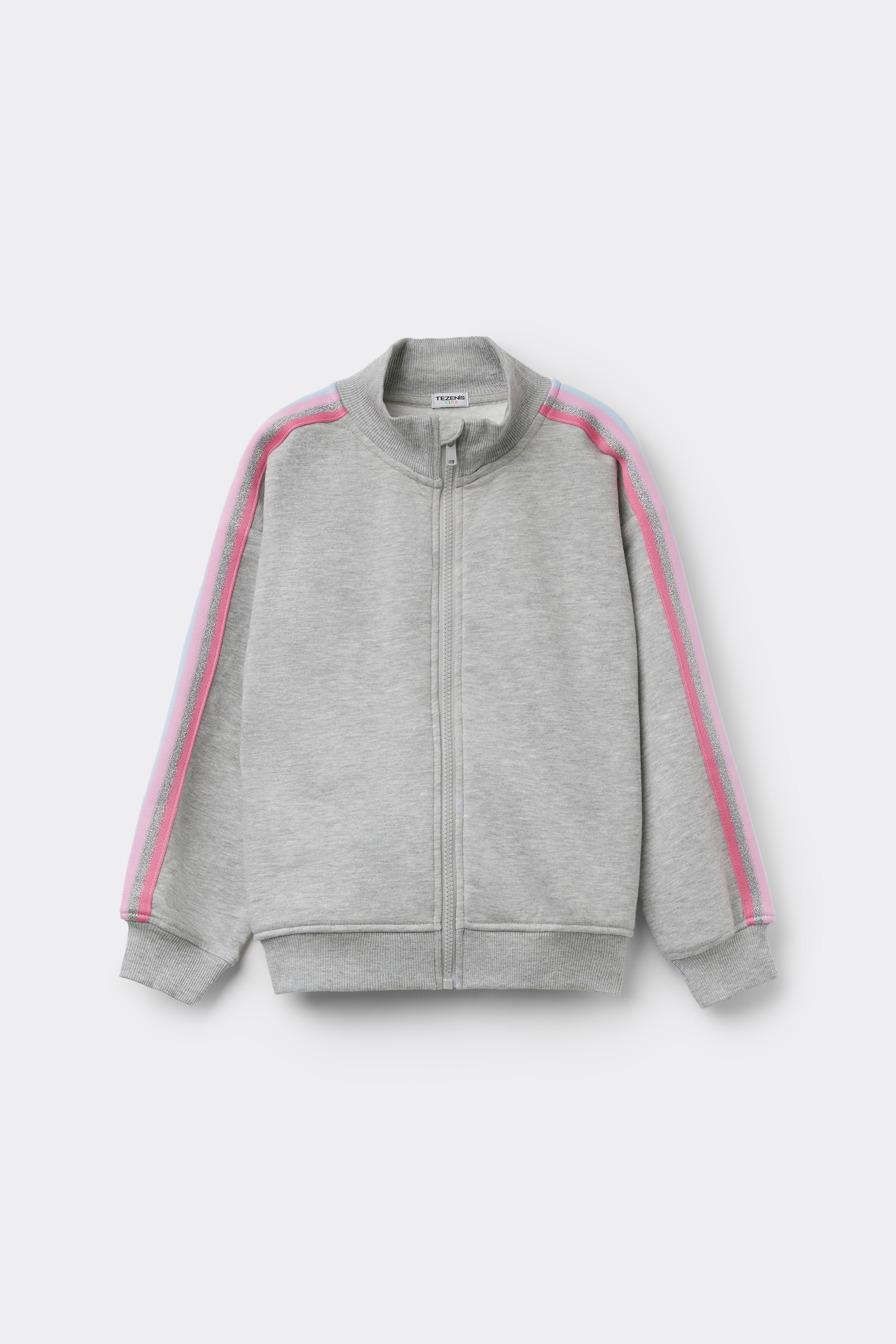 Sweat Fille Molleton &Eacute;pais Fermeture Zipp&eacute;e Bandes Lat&eacute;rales