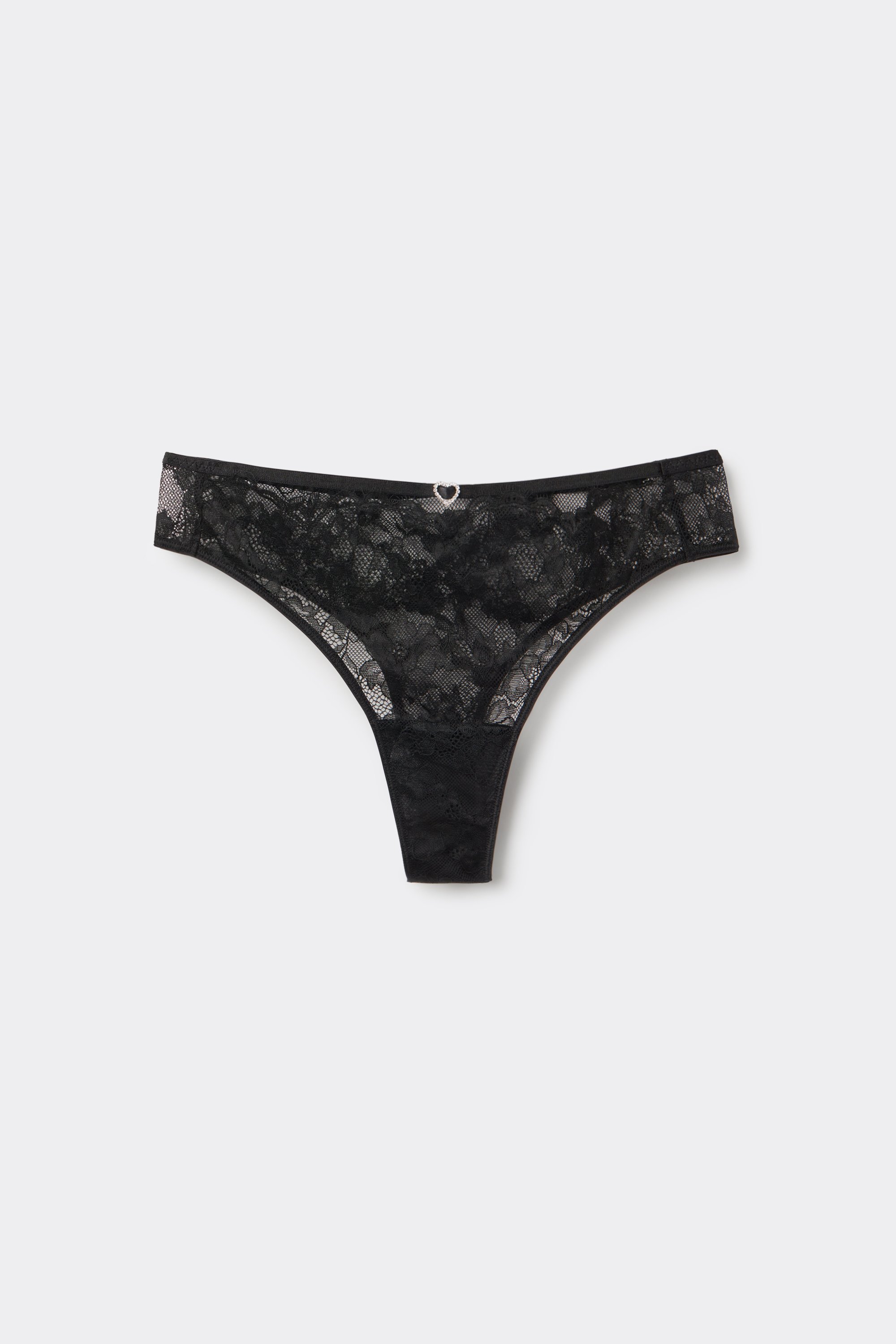 Lace Heart Rhinestone Brazilian Panties