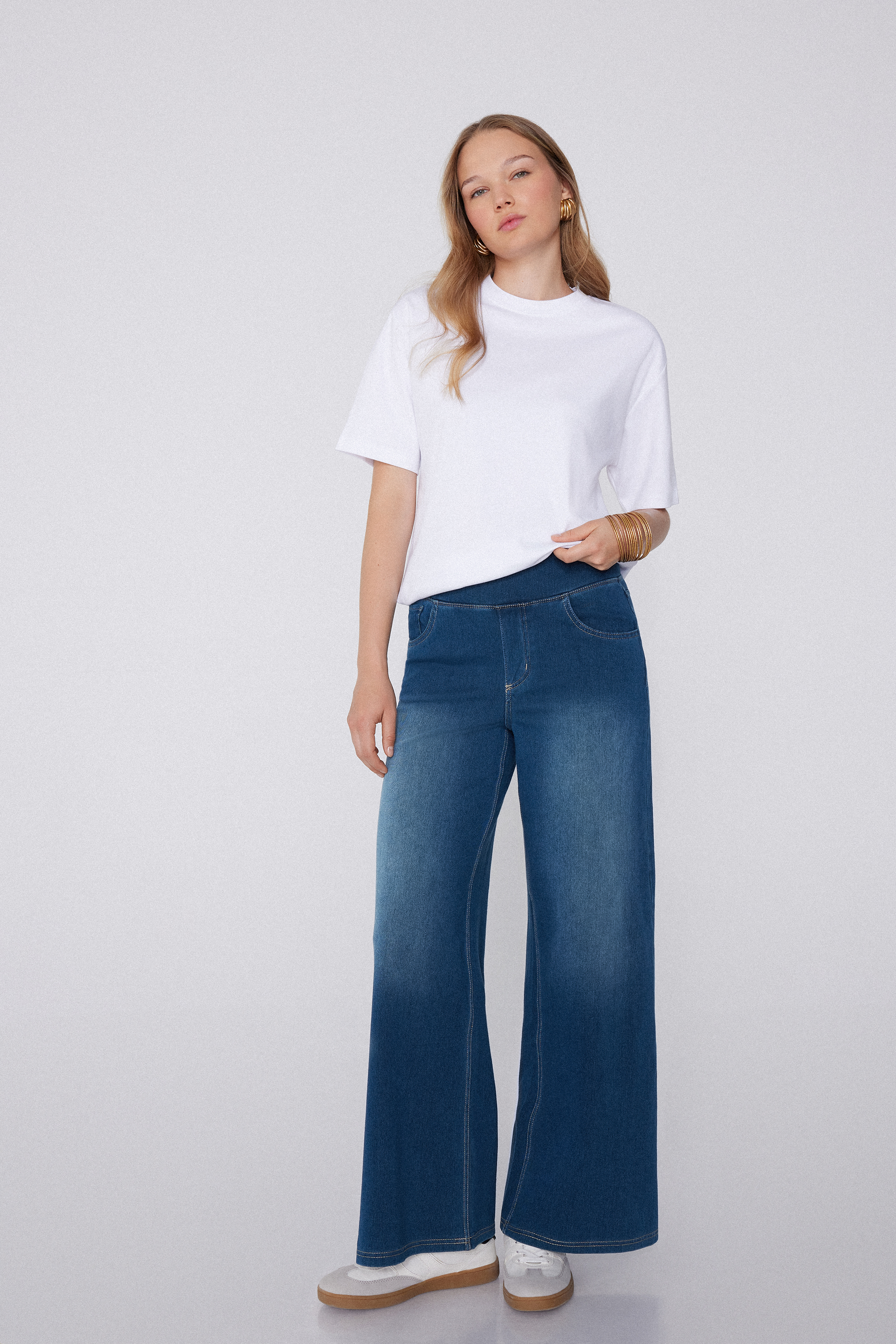 Soft Flex Denim Palazzo Pants