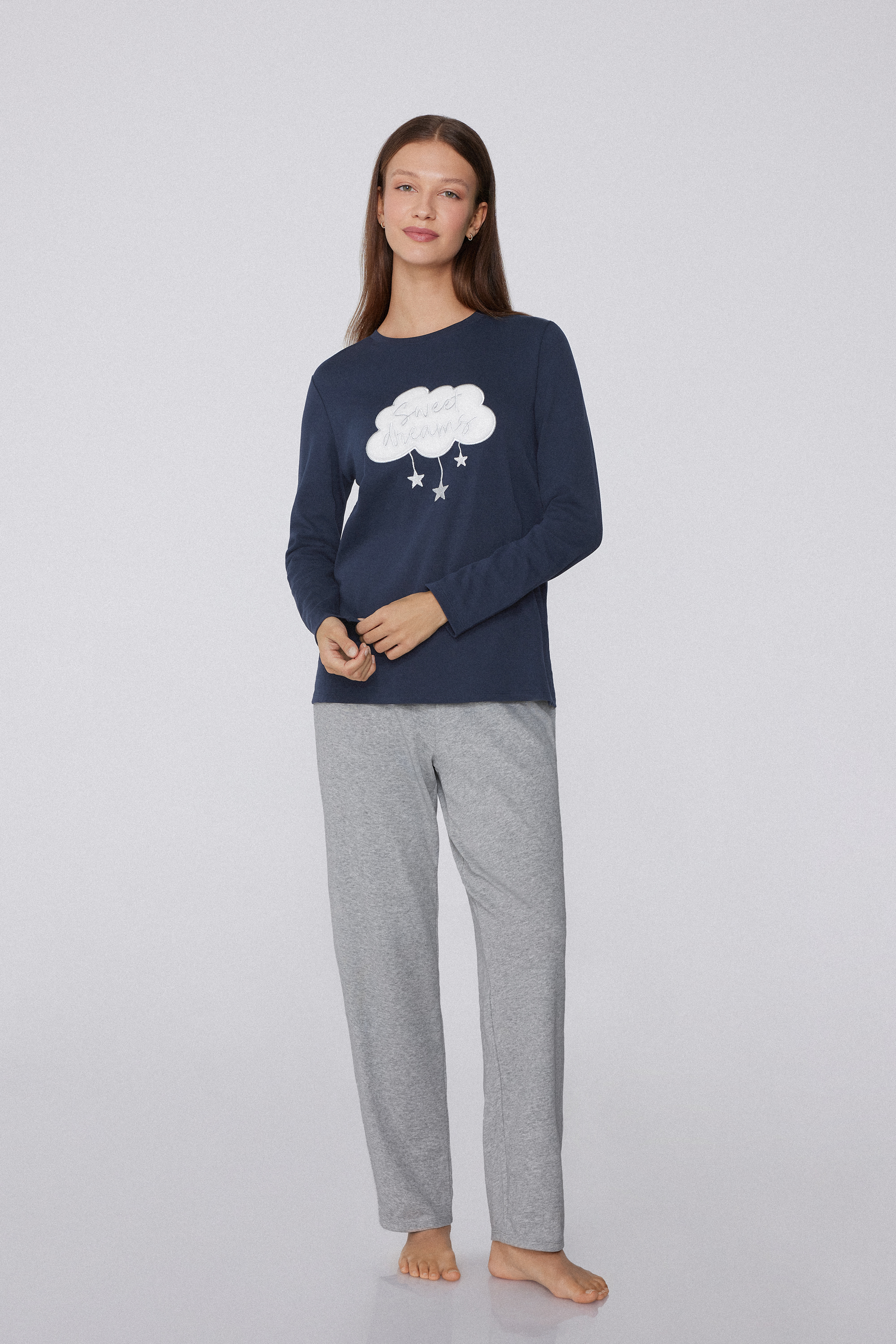 Long Heavy Cotton Pyjamas with Cloud Patch