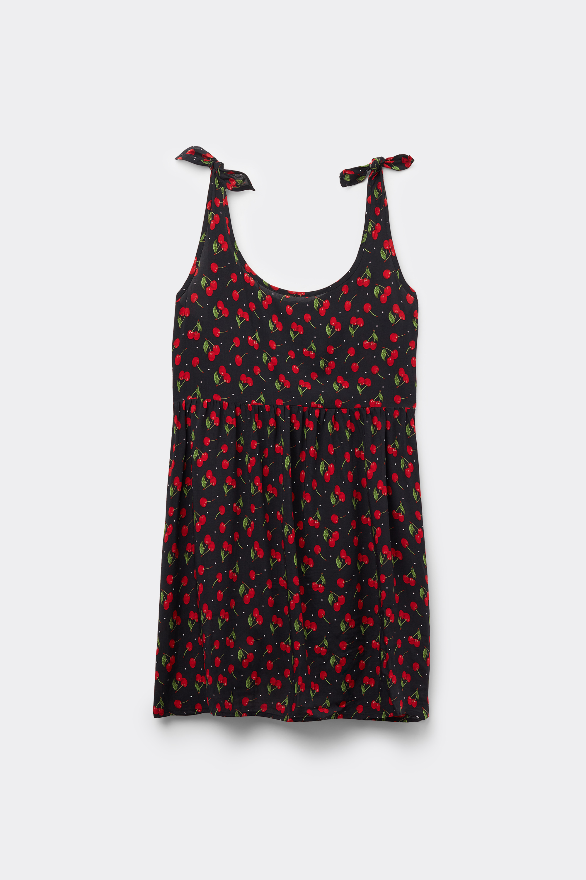 Viscose Canvas Short Dress with Knots